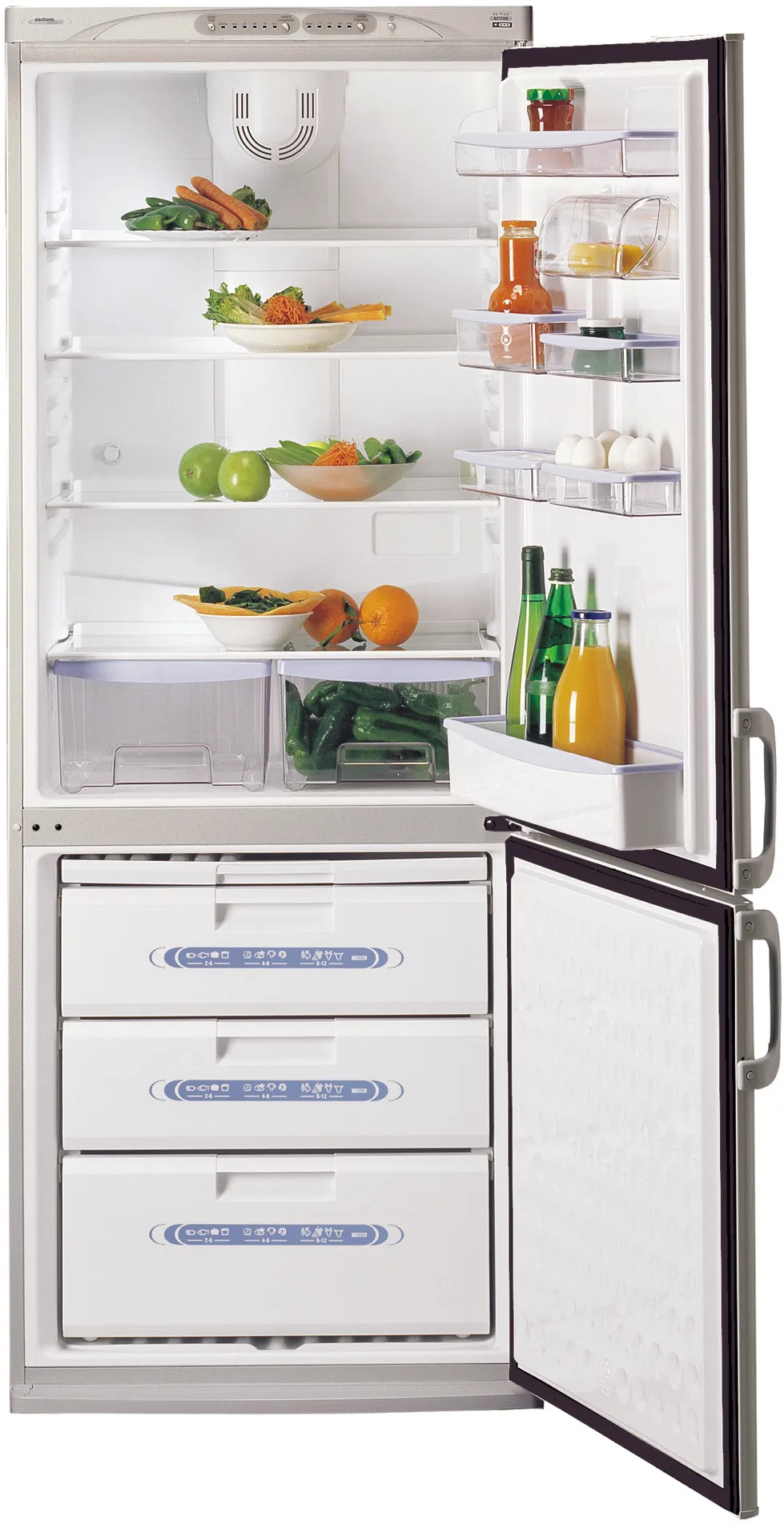 free-standing fridge-freezer with freezer at bottom 185 x 70 cm Grey
