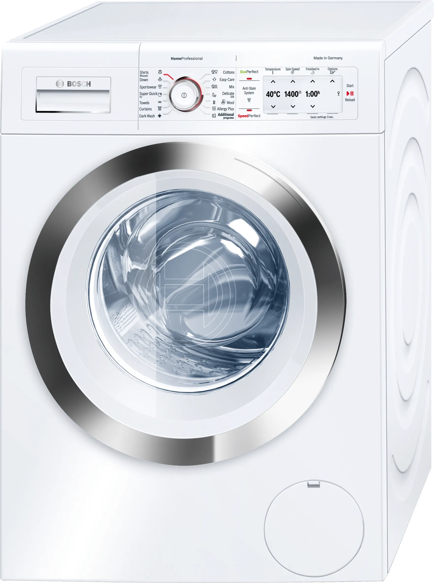 HomeProfessional washing machine, frontloader fullsize 8 kg 1400 rpm, White