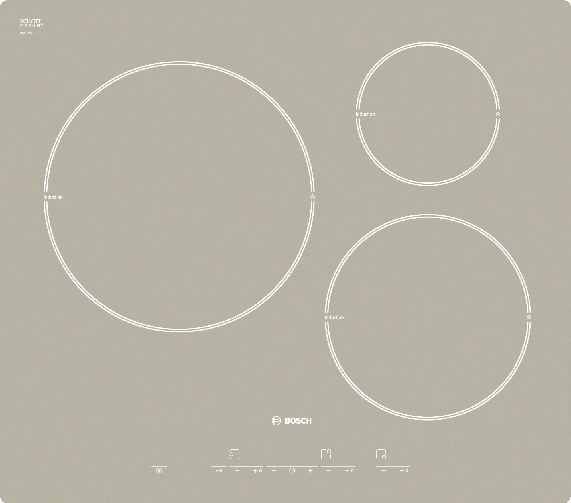  Induction hob 60 cm Quarz metallic, surface mount without frame