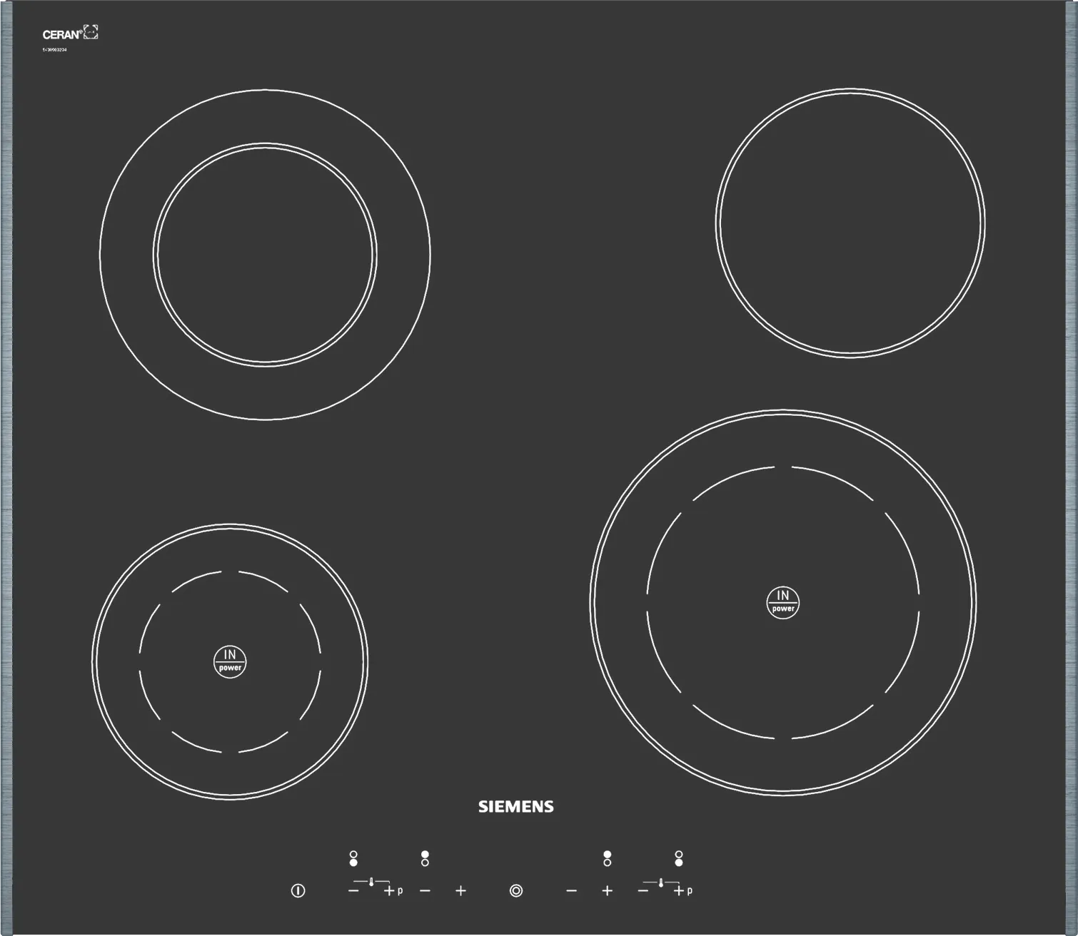  Induction hob 60 cm Black, surface mount with frame