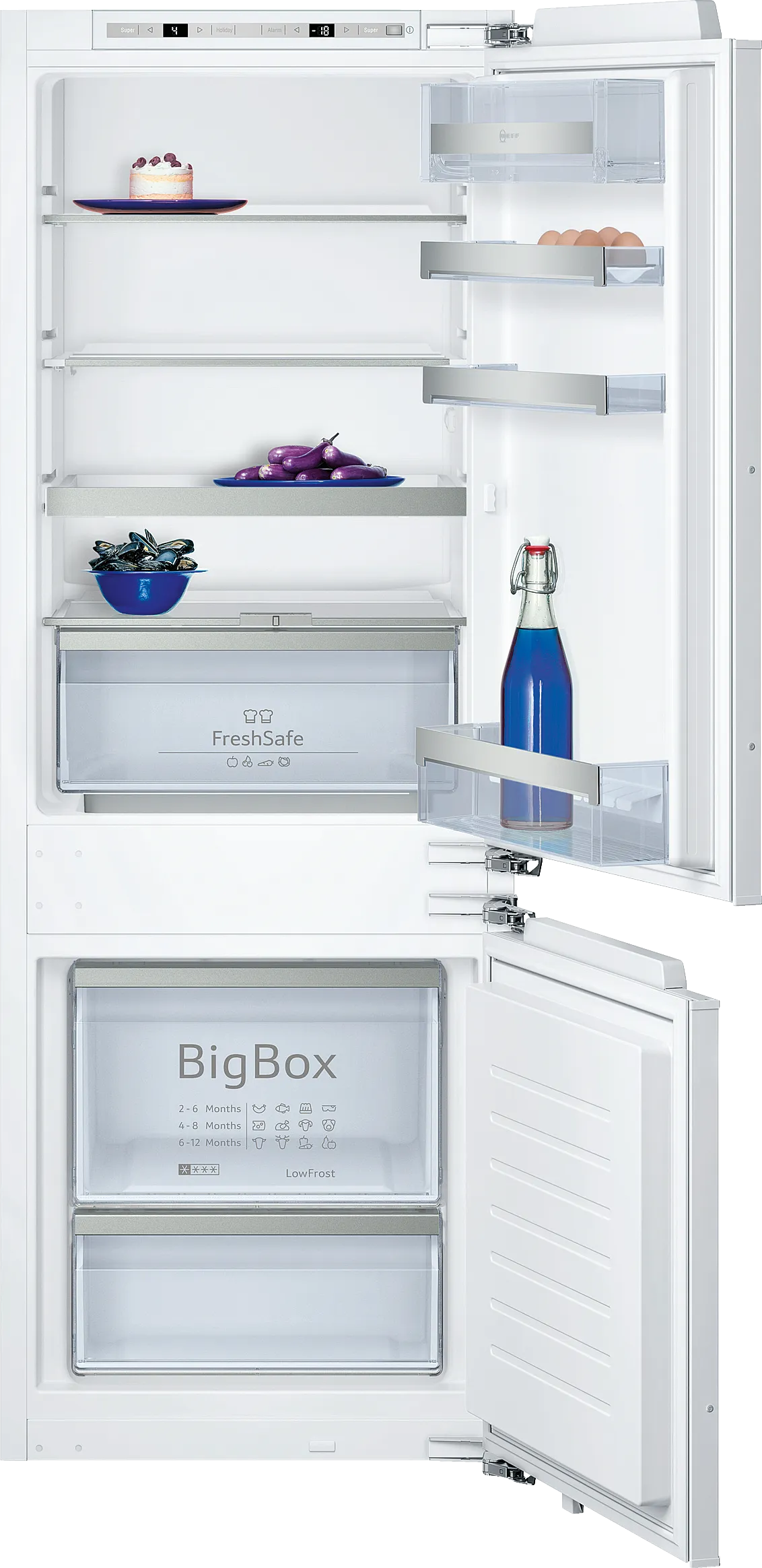 N 70 built-in fridge-freezer with freezer at bottom 157.8 x 55.8 cm flat hinge