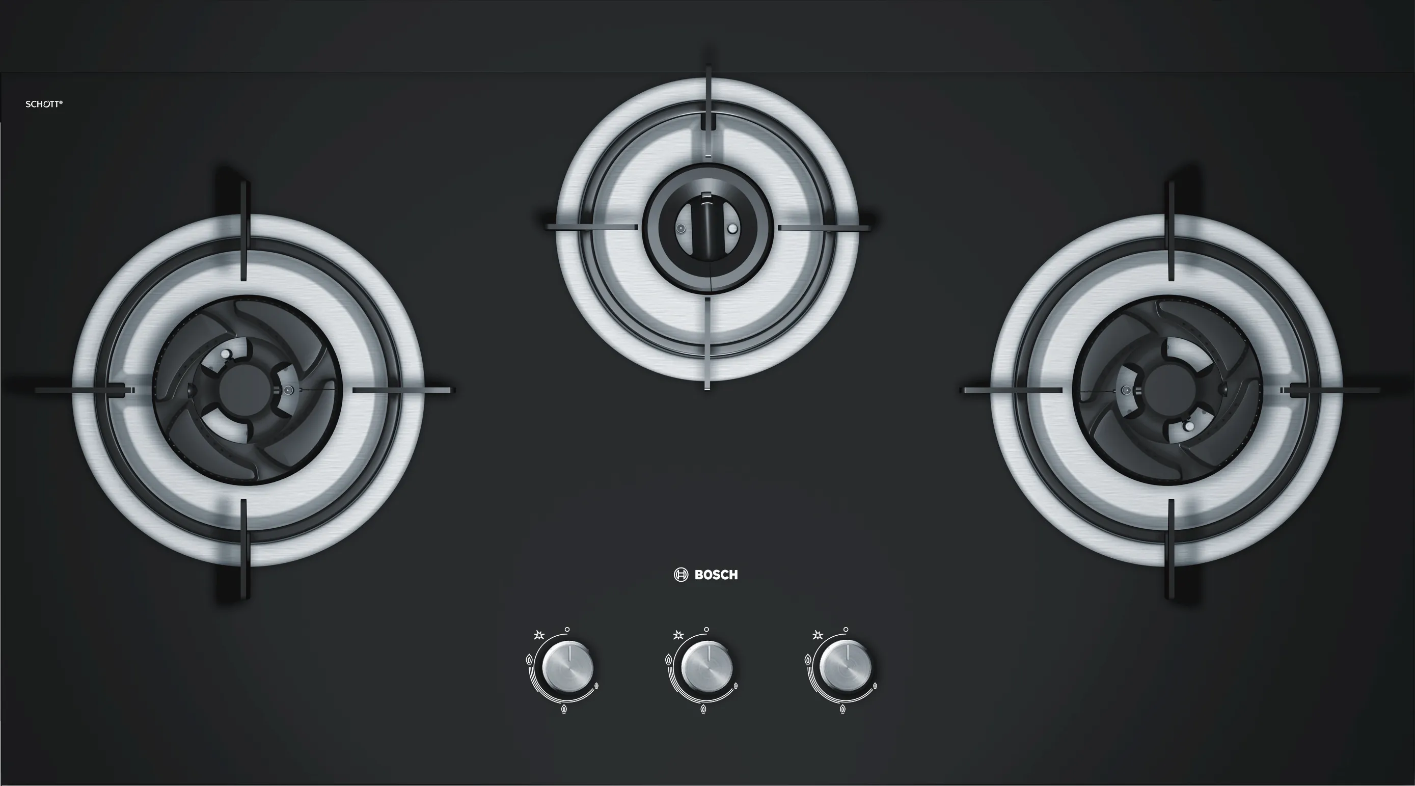 Series 6 Gas hob 90 cm Tempered glass, Black 