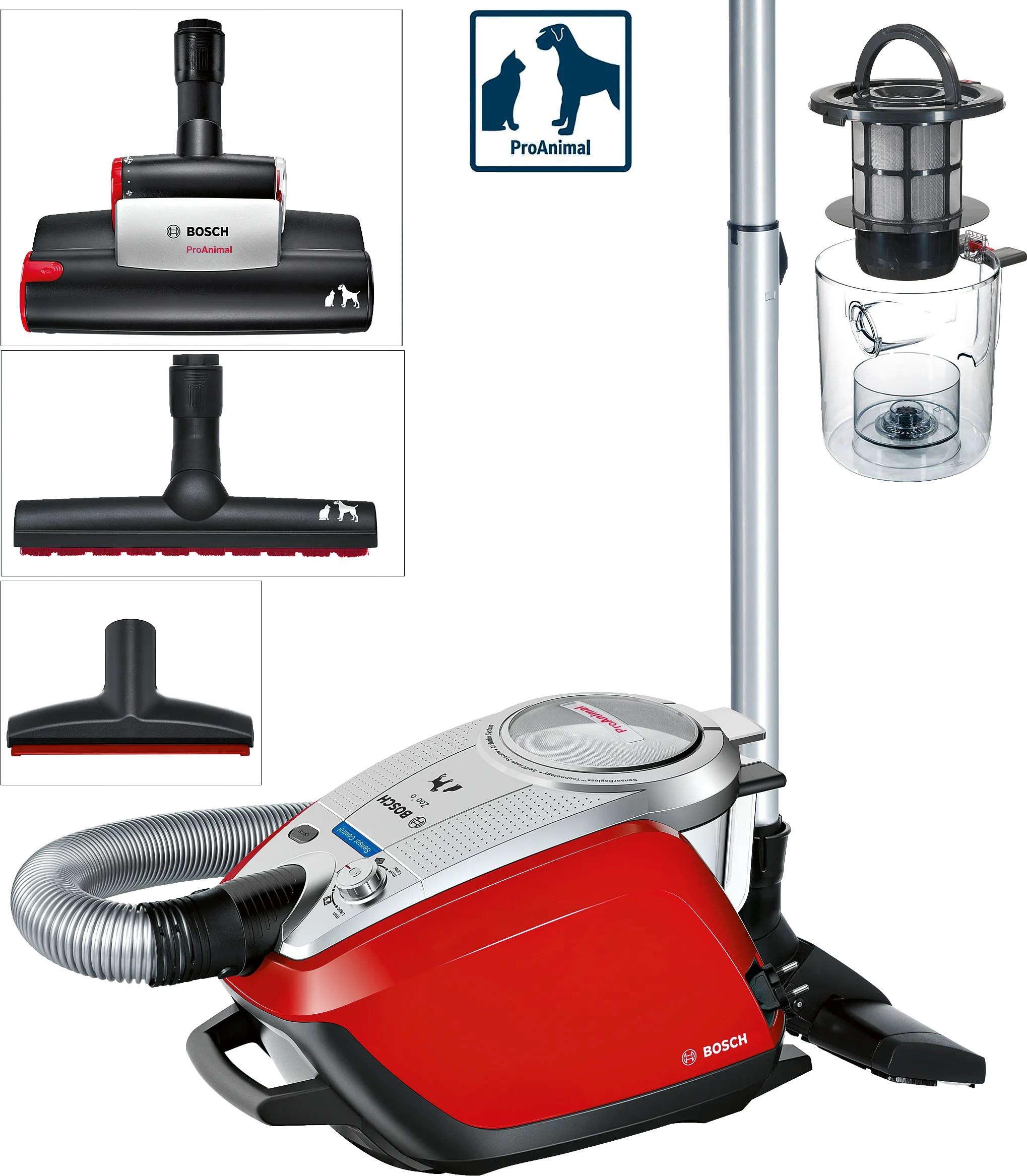 Bagless vacuum cleaner Bosch Zoo'o ProAnimal220 Red