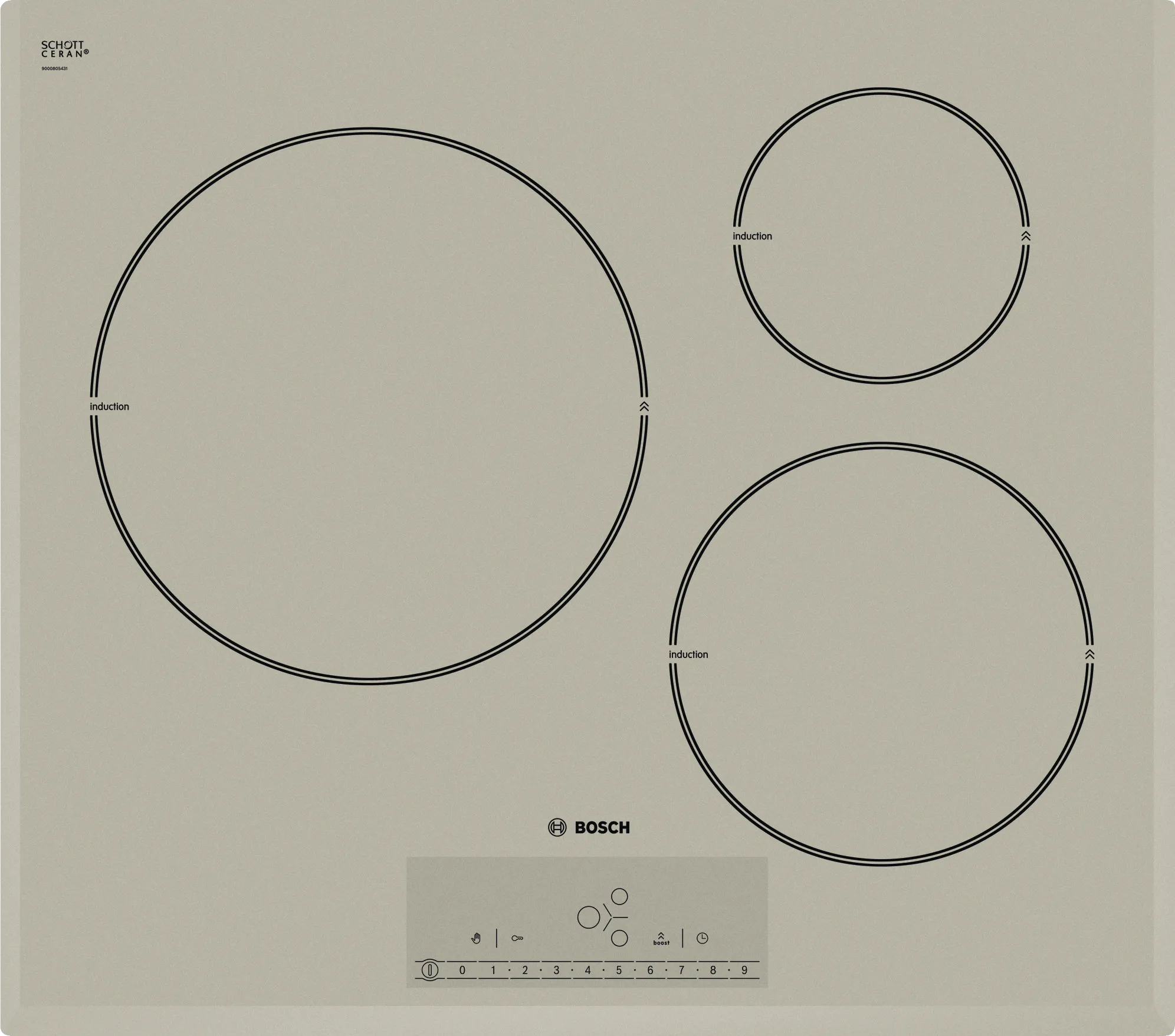  Induction hob 60 cm Quarz metallic, surface mount without frame