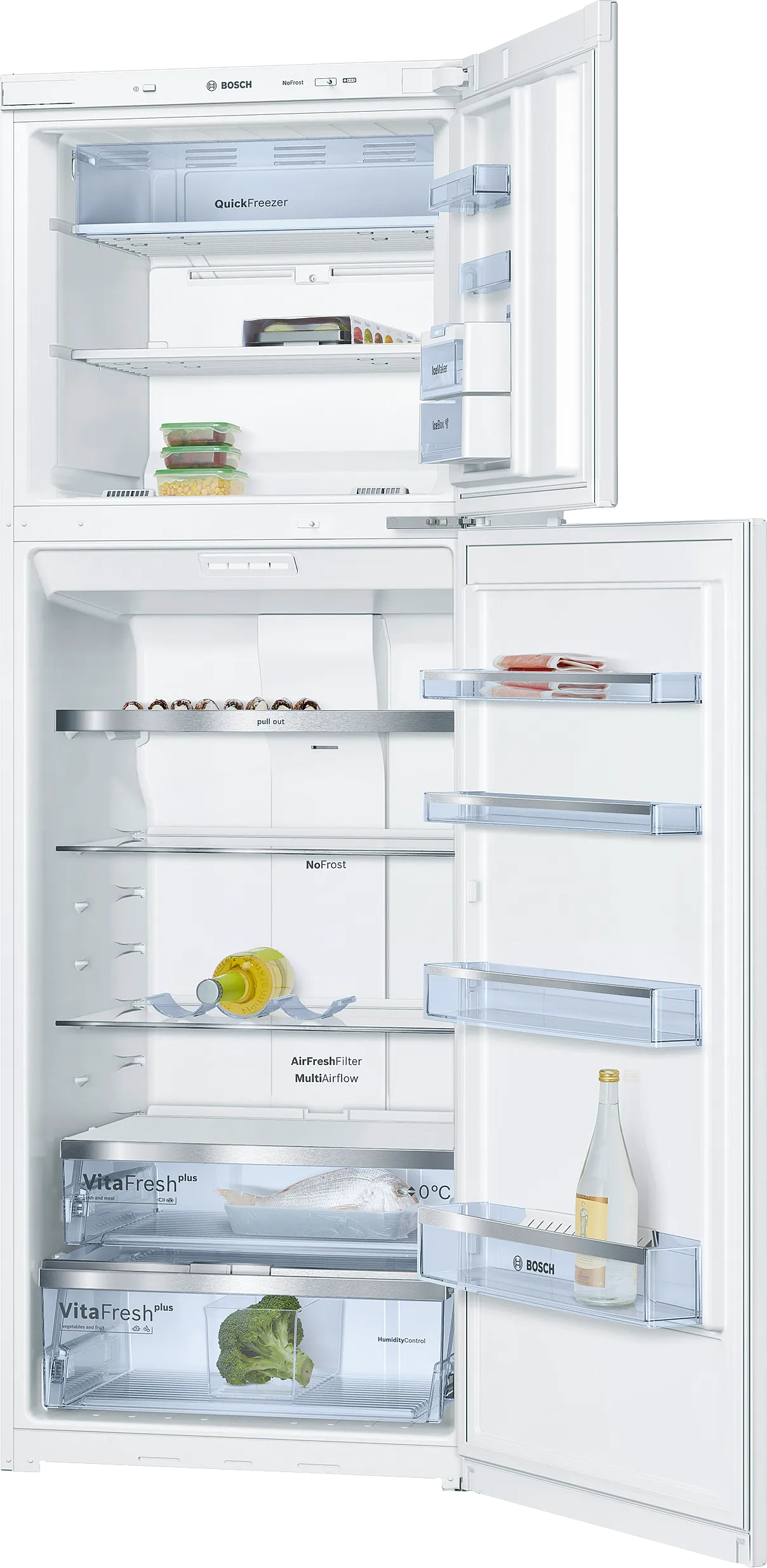 Series 6 free-standing fridge-freezer with freezer at top 201 x 70 cm White, Total No Frost