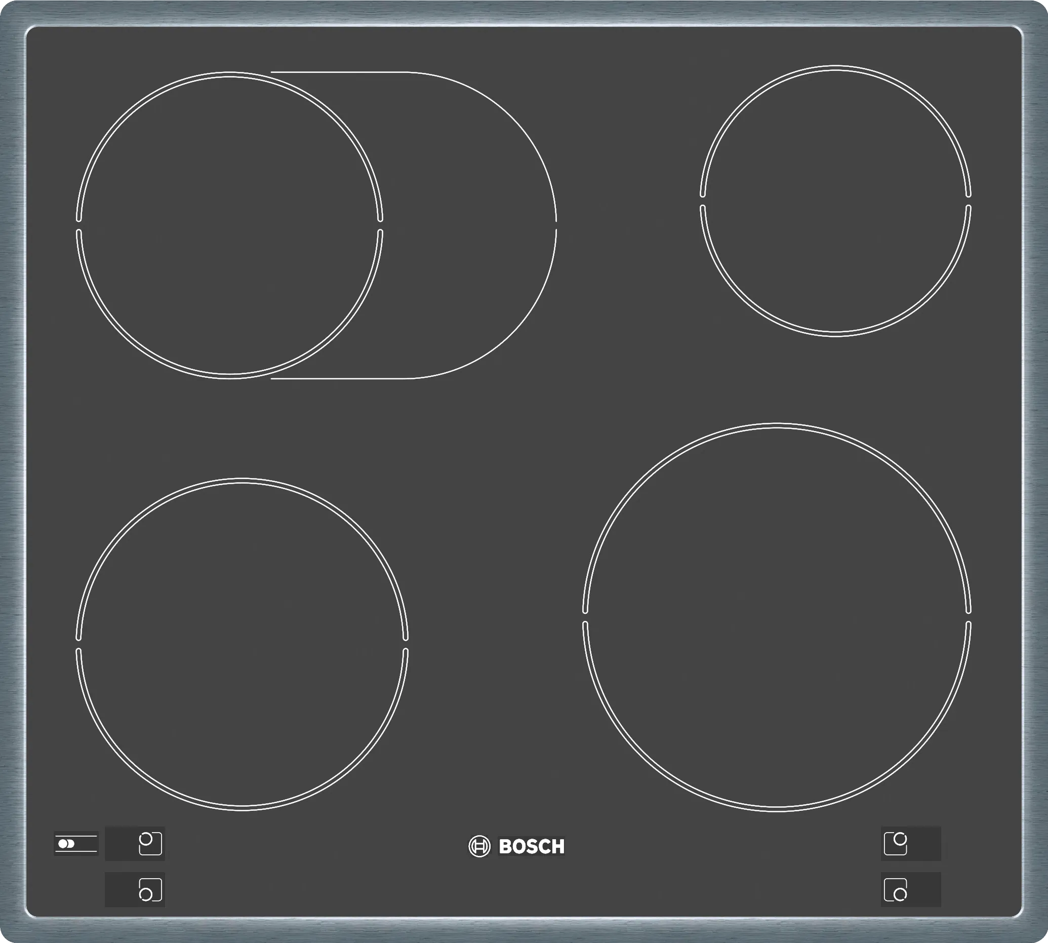 Electric hob 60 cm control panel on the cooker, Black, surface mount with frame