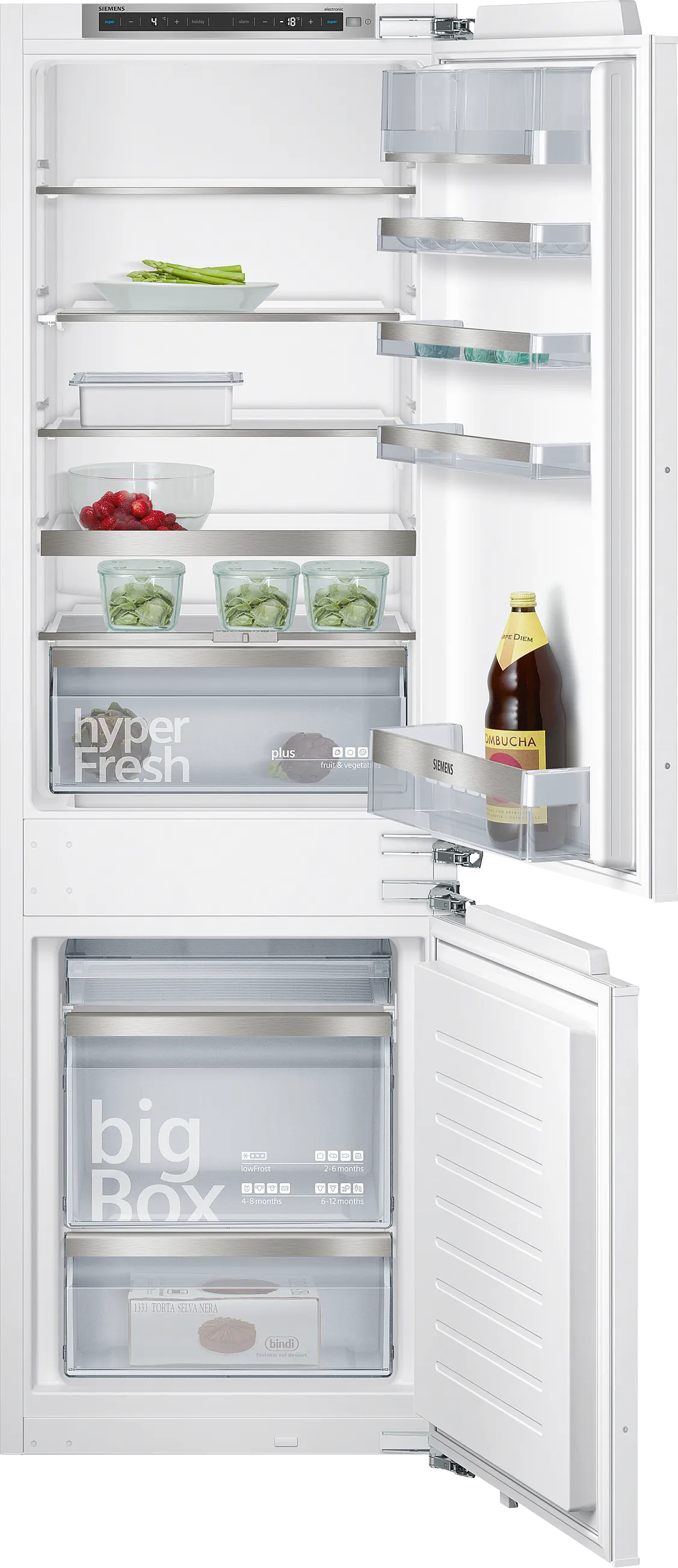 iQ500 built-in fridge-freezer with freezer at bottom 177.2 x 55.8 cm soft close flat hinge