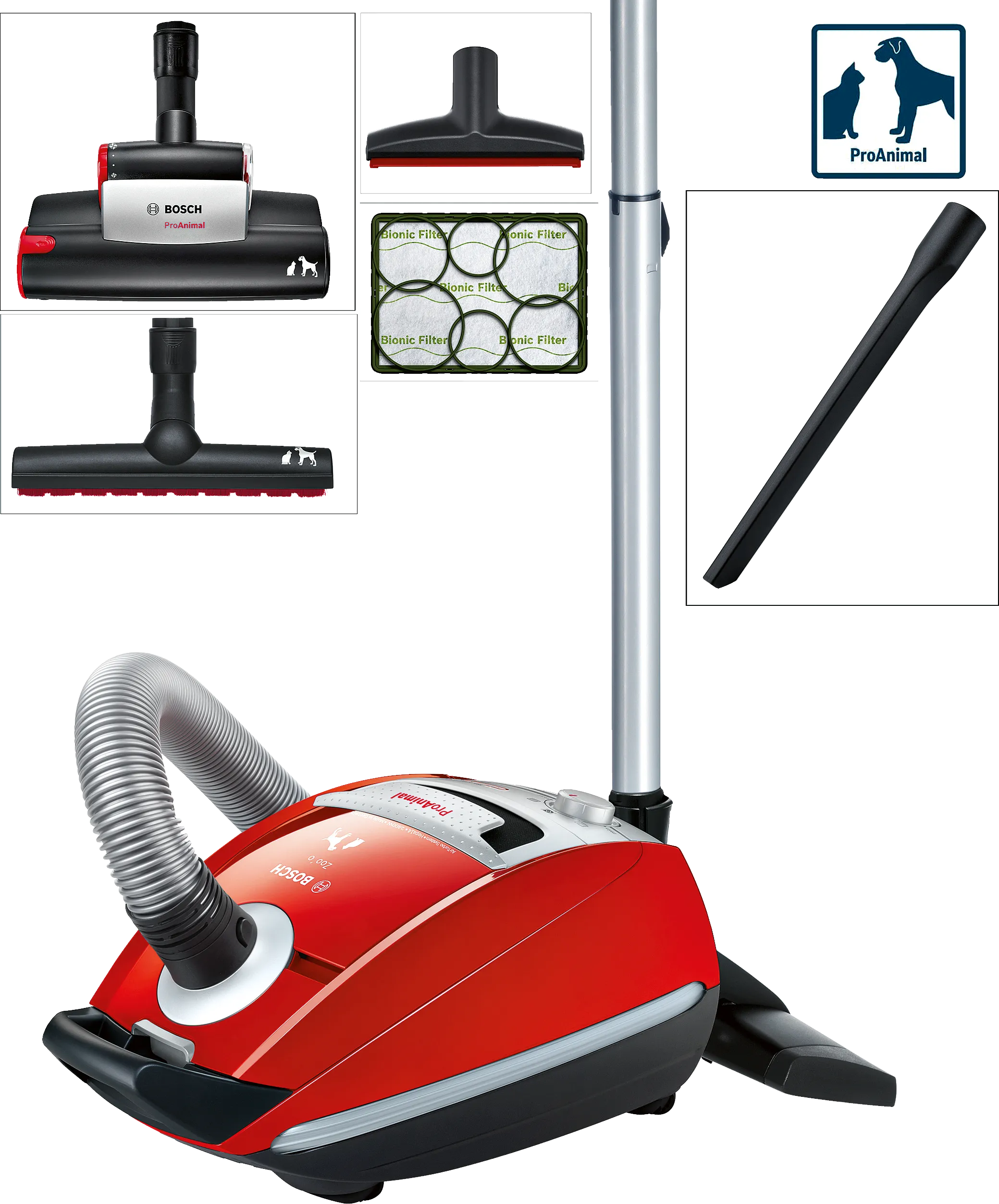 Bagged vacuum cleaner Zoo'o ProAnimal Red