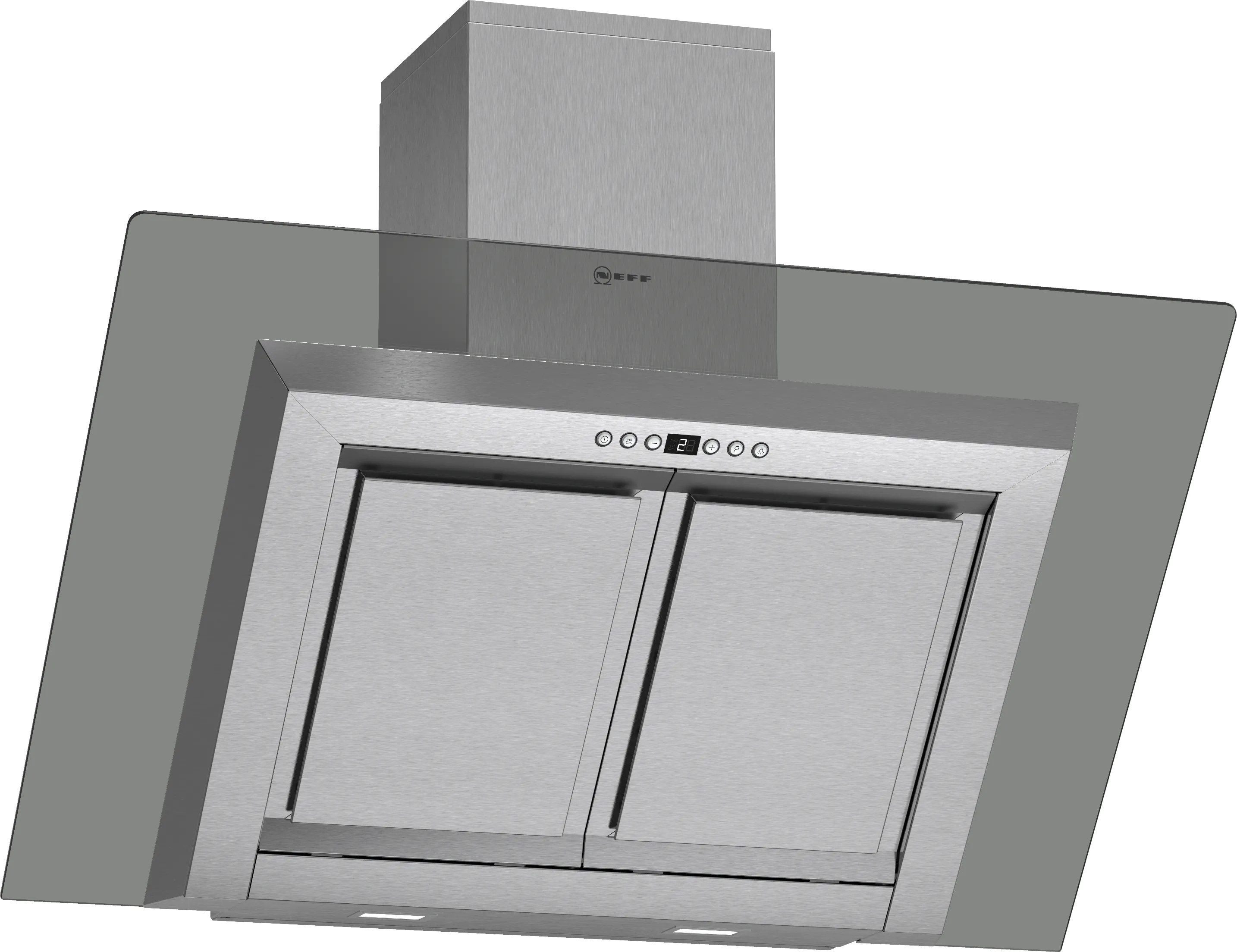 wall-mounted cooker hood 90 cm grey glass, Stainless steel