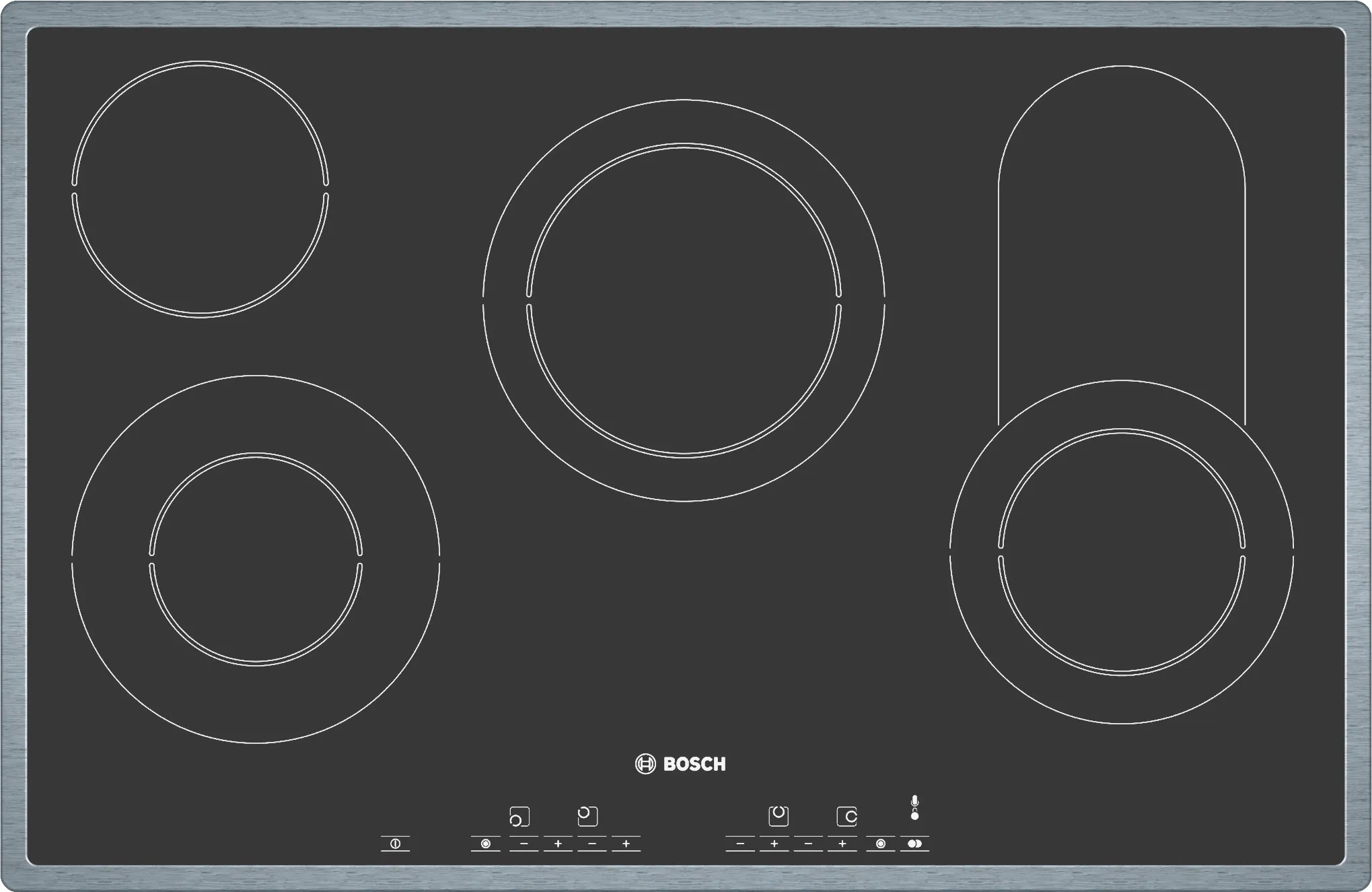  Electric hob 80 cm Black, surface mount with frame