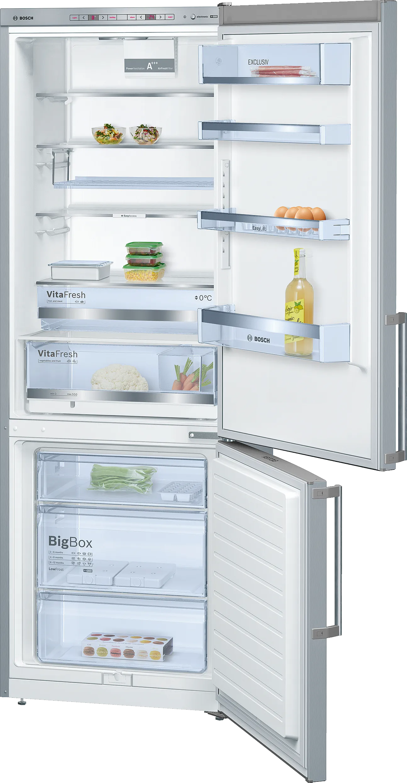 Series 6 free-standing fridge-freezer with freezer at bottom 201 x 70 cm Brushed steel (with anti-fingerprint)