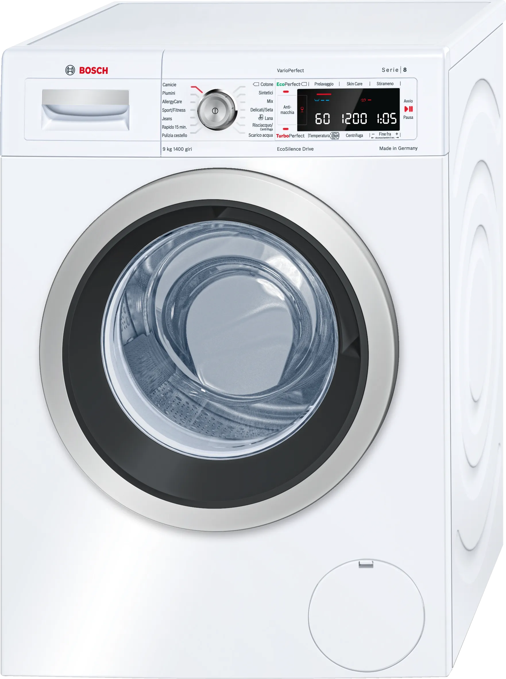Series 8 washing machine, frontloader fullsize 9 kg 1400 rpm, White