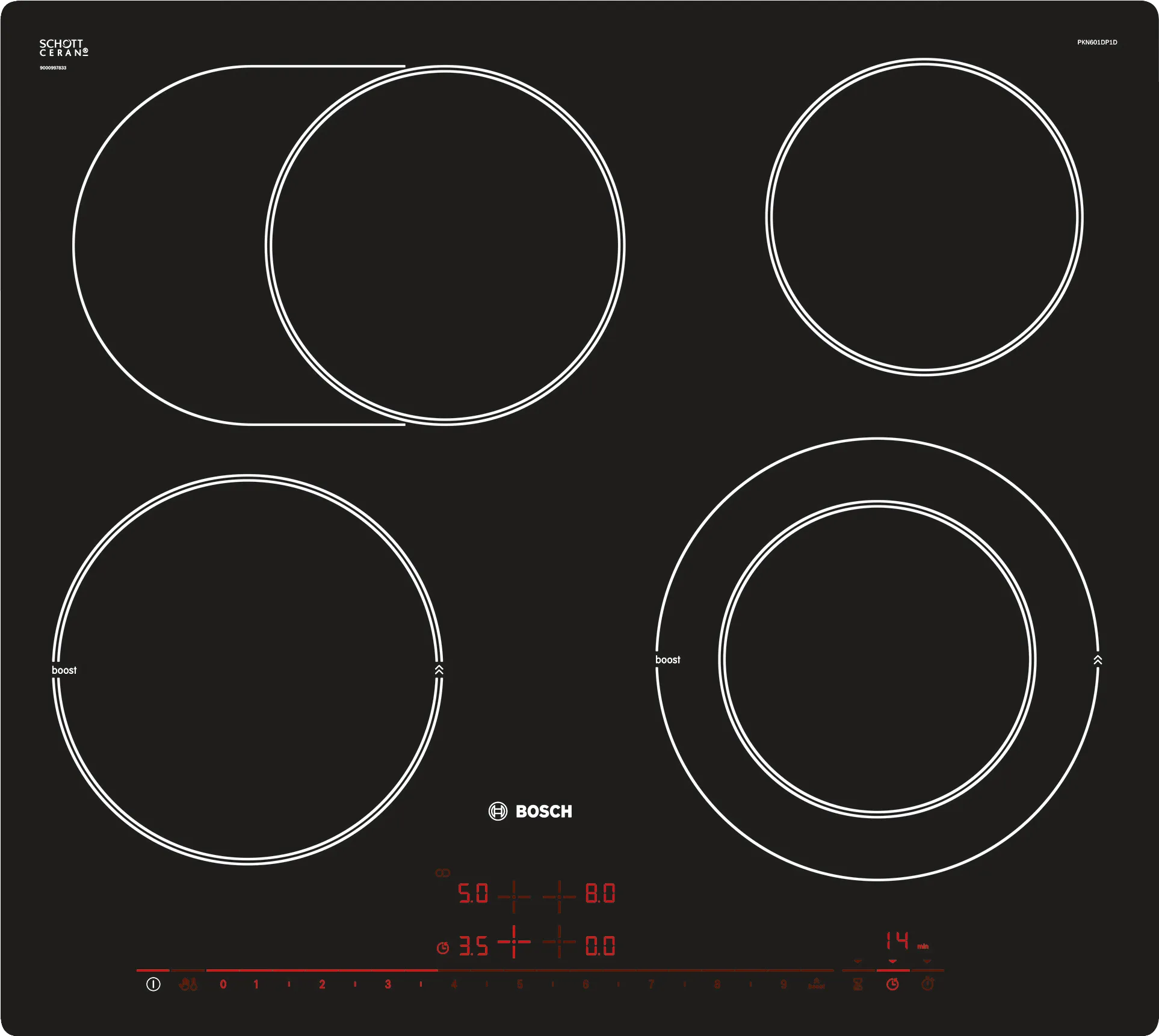Serie 8 Steklokeramična kuhalna plošča 60 cm Črna, ploska vgradnja 