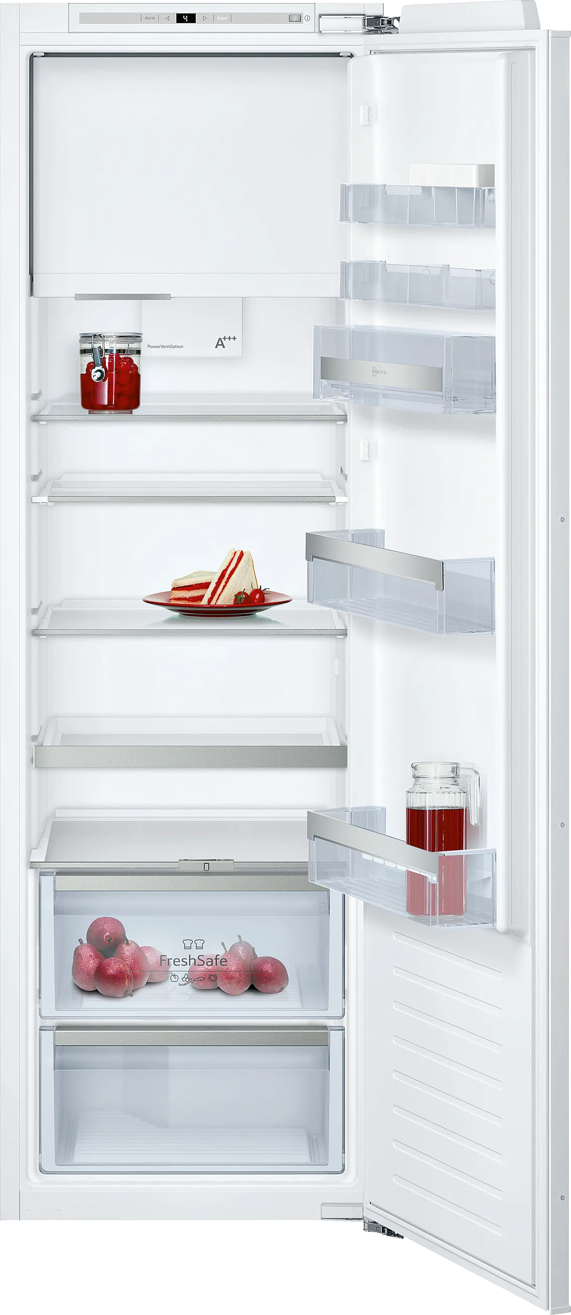 N 70 Einbau-Kühlschrank mit Gefrierfach 177.2 x 55.8 cm Flachscharnier mit Softeinzug