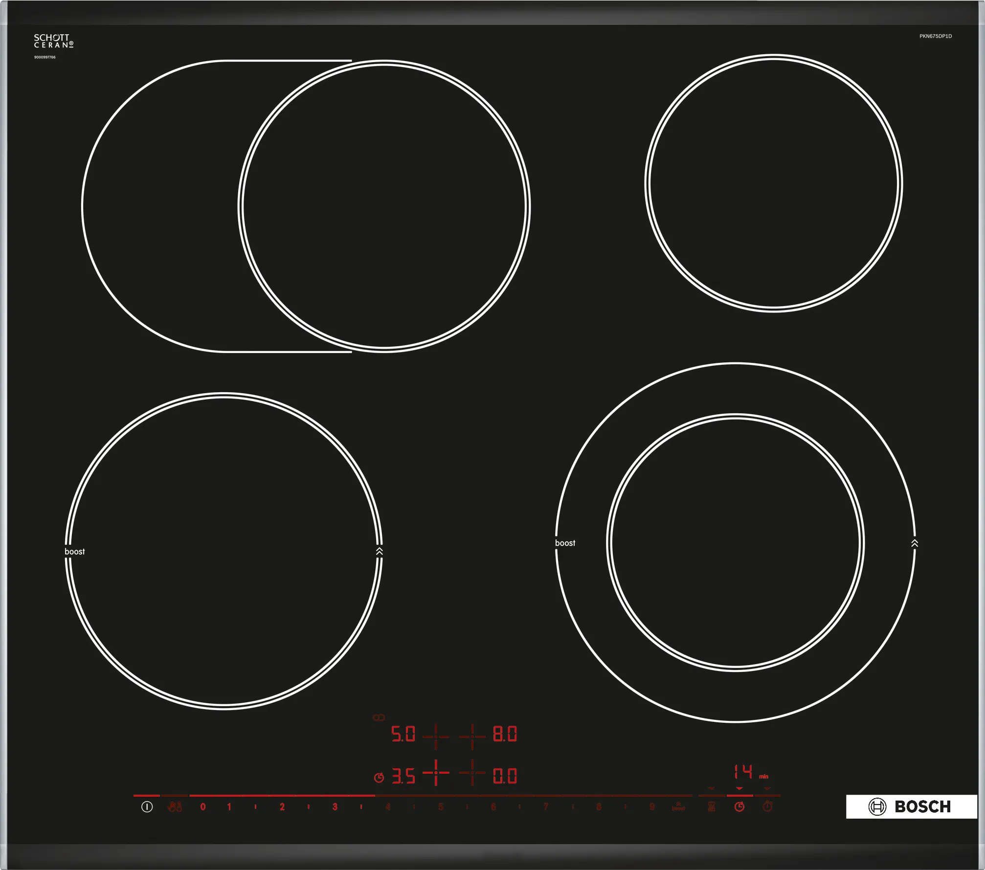 Serie 8 Steklokeramična kuhalna plošča 60 cm Črna, površinska montaža z okvirjem 