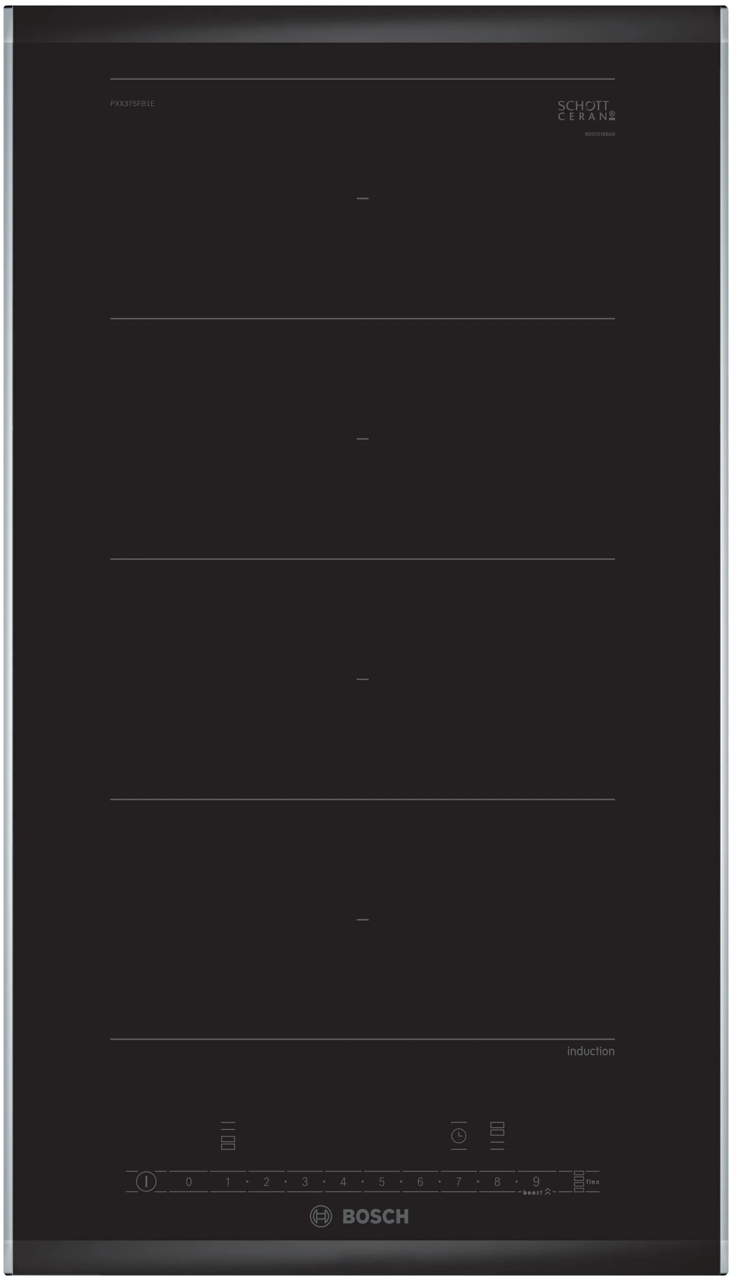 Seeria 6 Täisulatuses toimiv induktsioonpliidiplaat 30 cm Must, terasraamiga pliidiplaat 