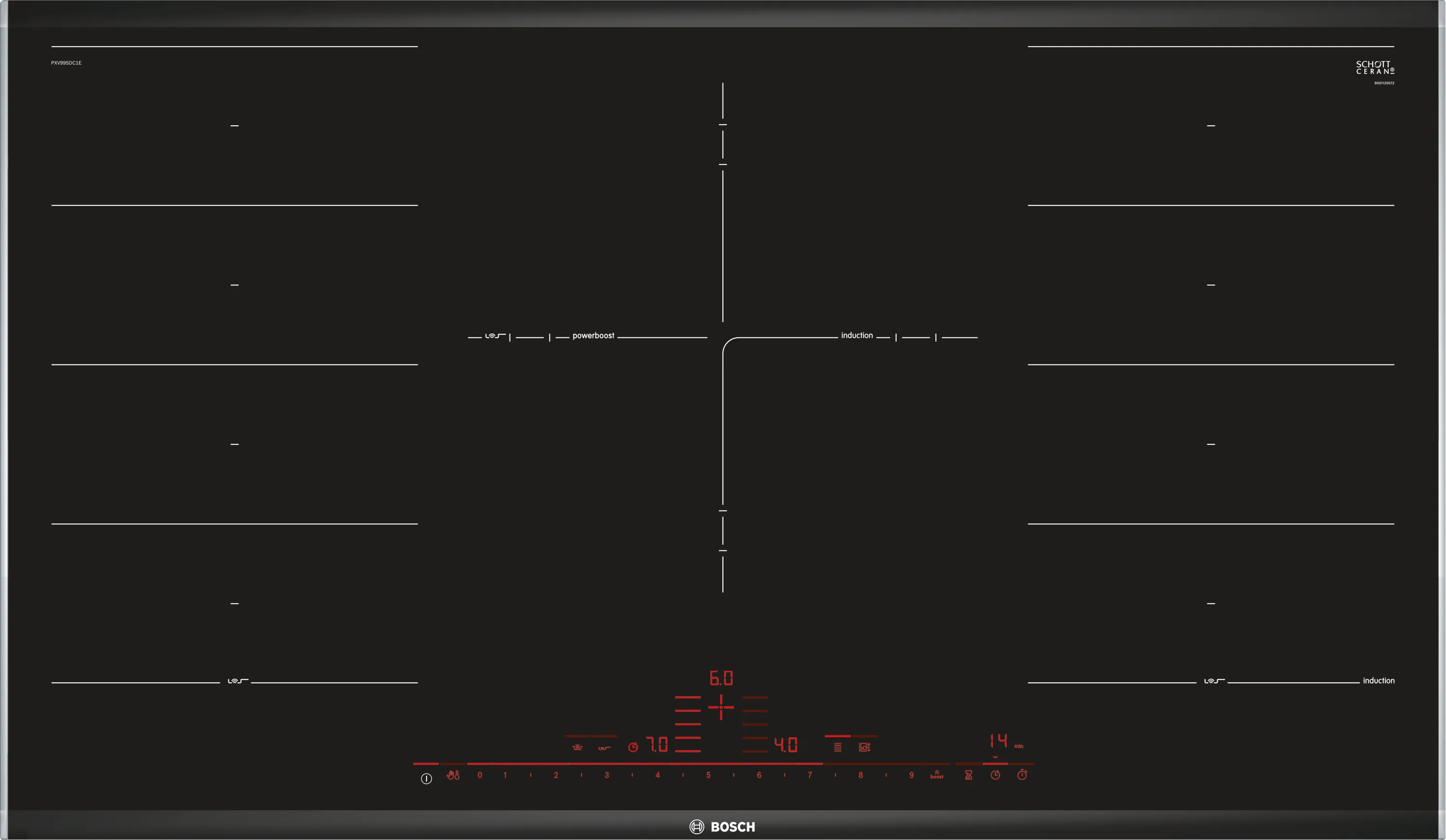 Series 8 Flex induction hob 90 cm surface mount with frame