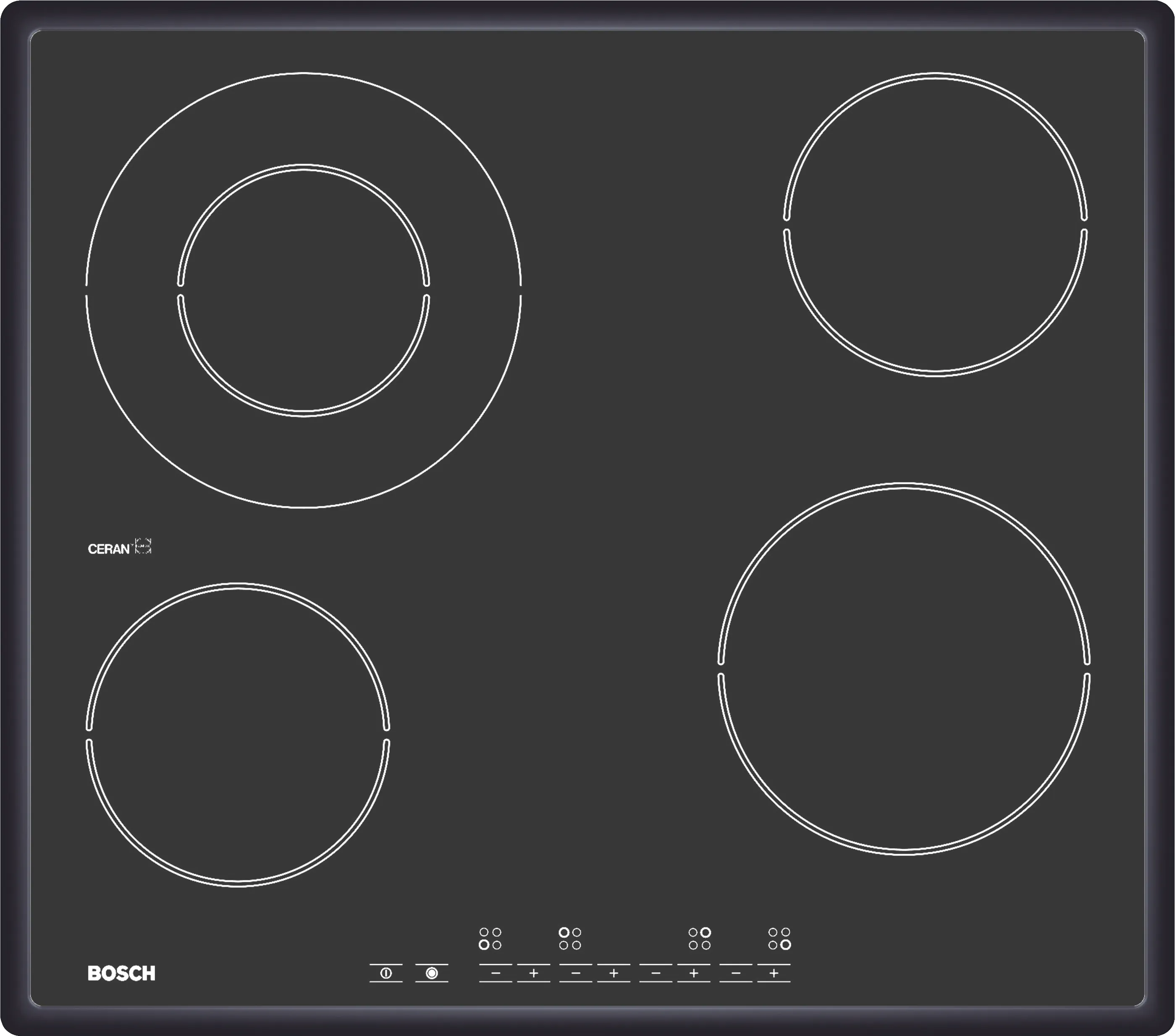 Electric hob 60 cm Black, surface mount with frame