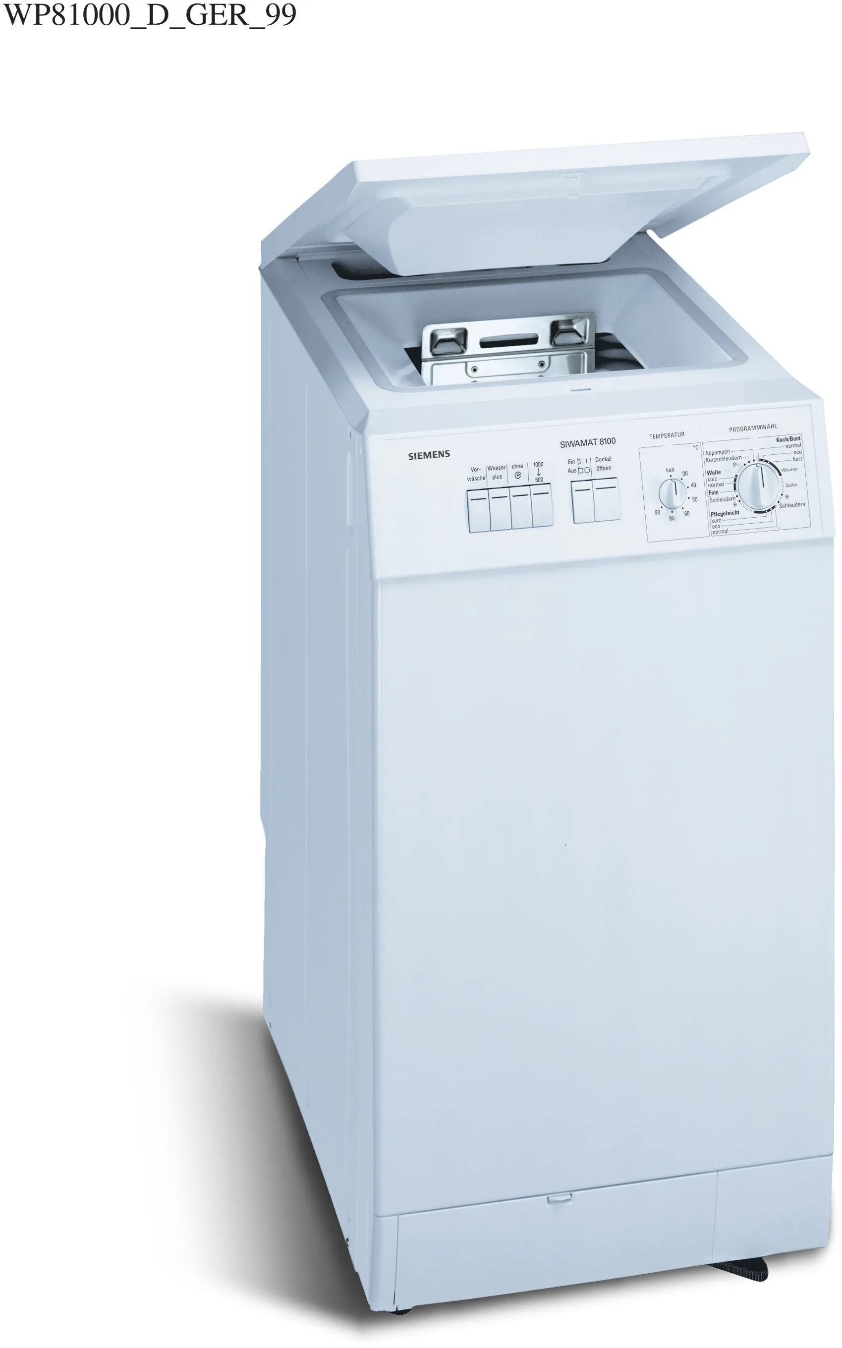 Waschmaschine, Toploader max. 1000 U/min