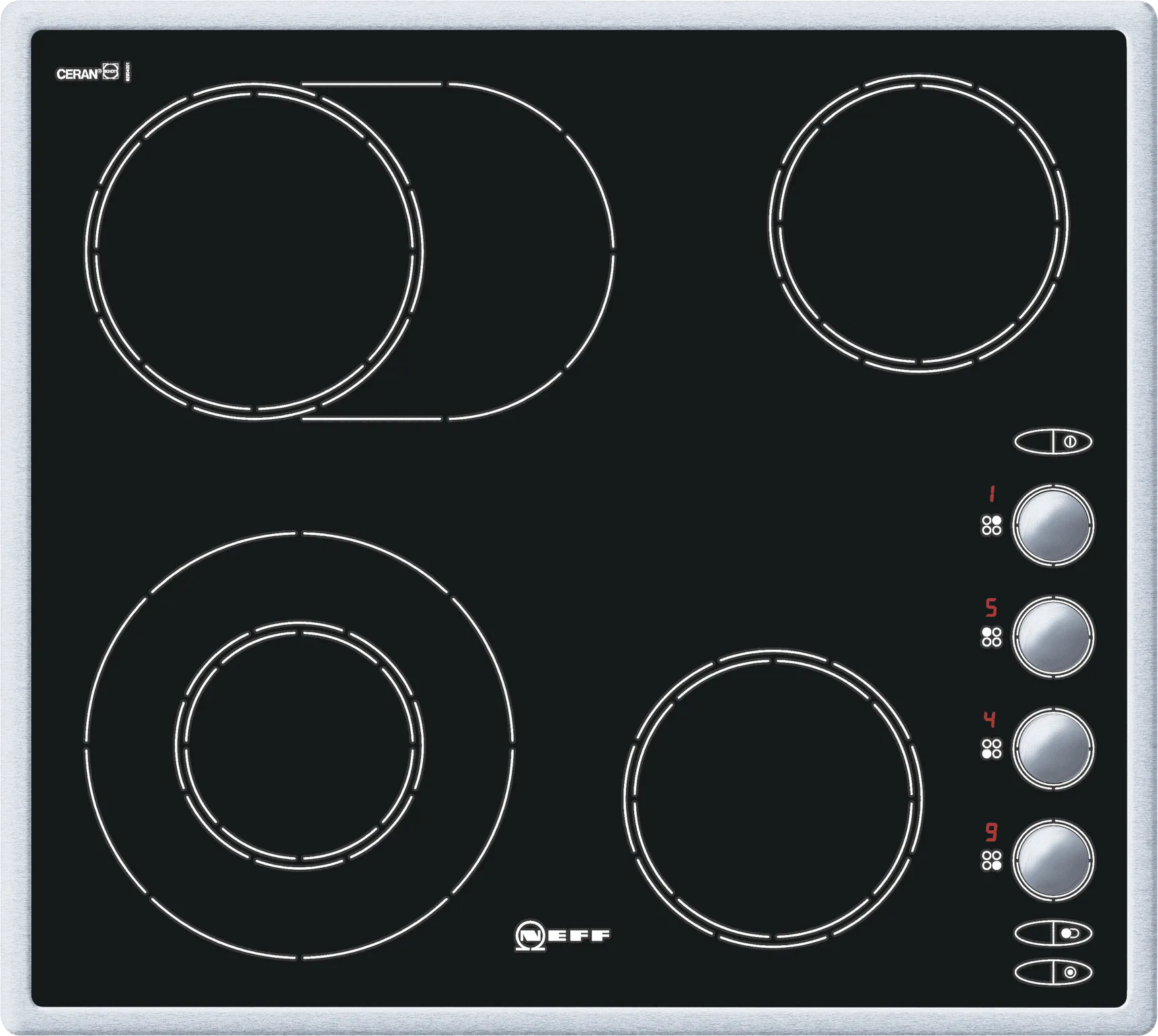  Electric hob 60 cm Black, surface mount with frame
