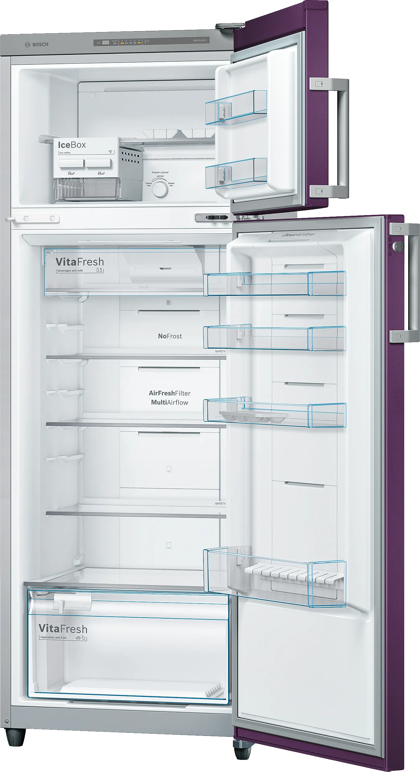 Series 4 free-standing fridge-freezer with freezer at top 167.9 x 60.5 cm Purple, Total No Frost