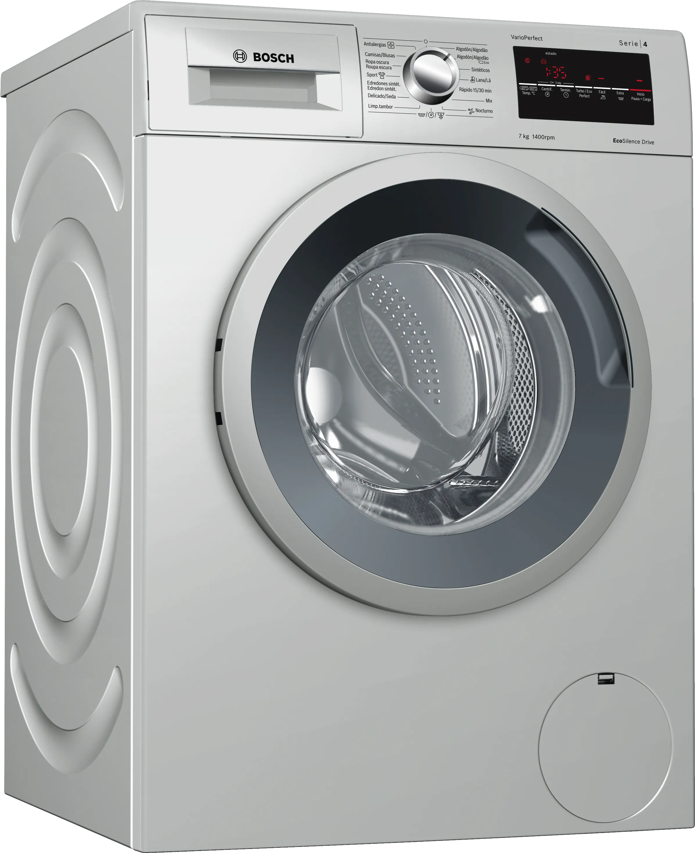Series 4 washing machine, frontloader fullsize 7 kg 1400 rpm, Inox-easyclean
