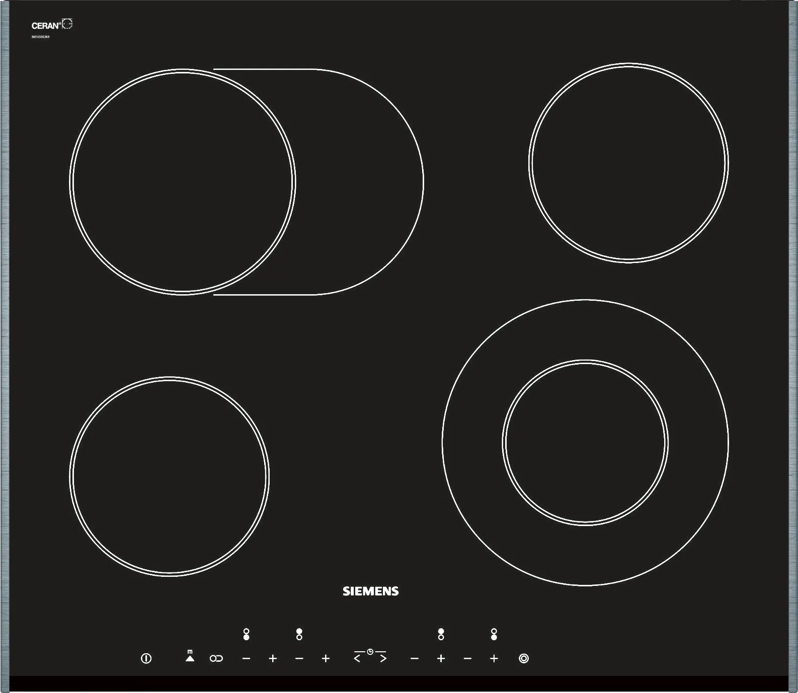 Electric hob 60 cm Black, surface mount with frame