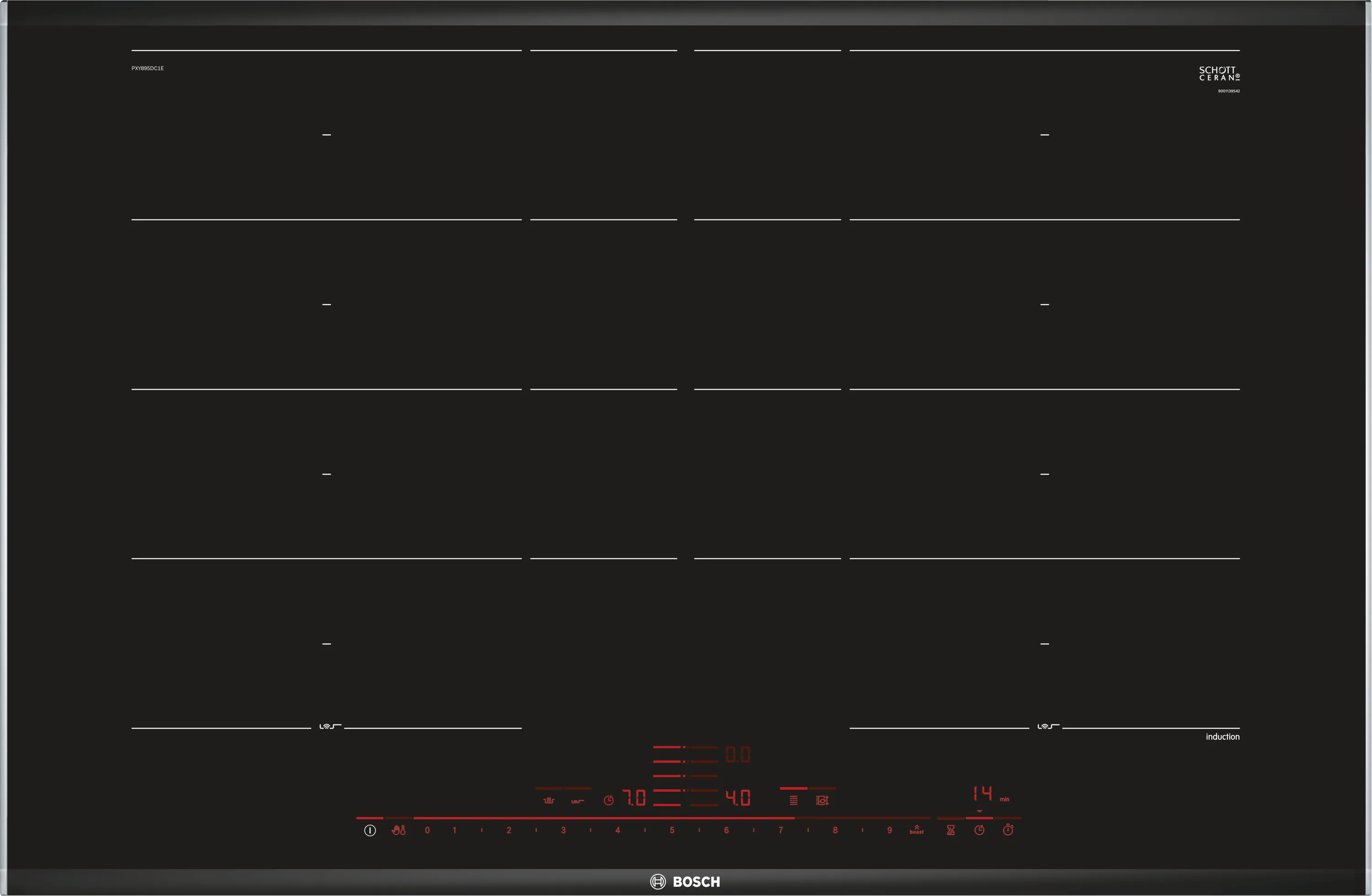 Series 8 Flex induction hob 80 cm surface mount with frame