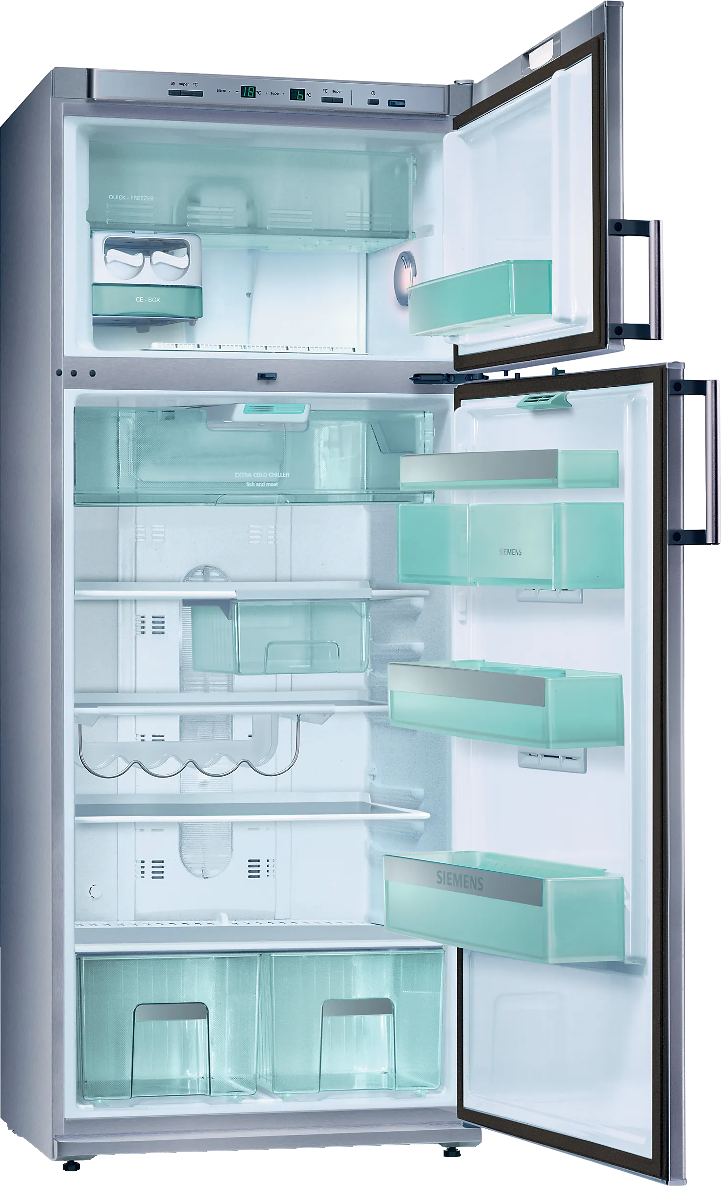 free-standing fridge-freezer with freezer at top 171 x 70 cm Inox-look, Total noFrost