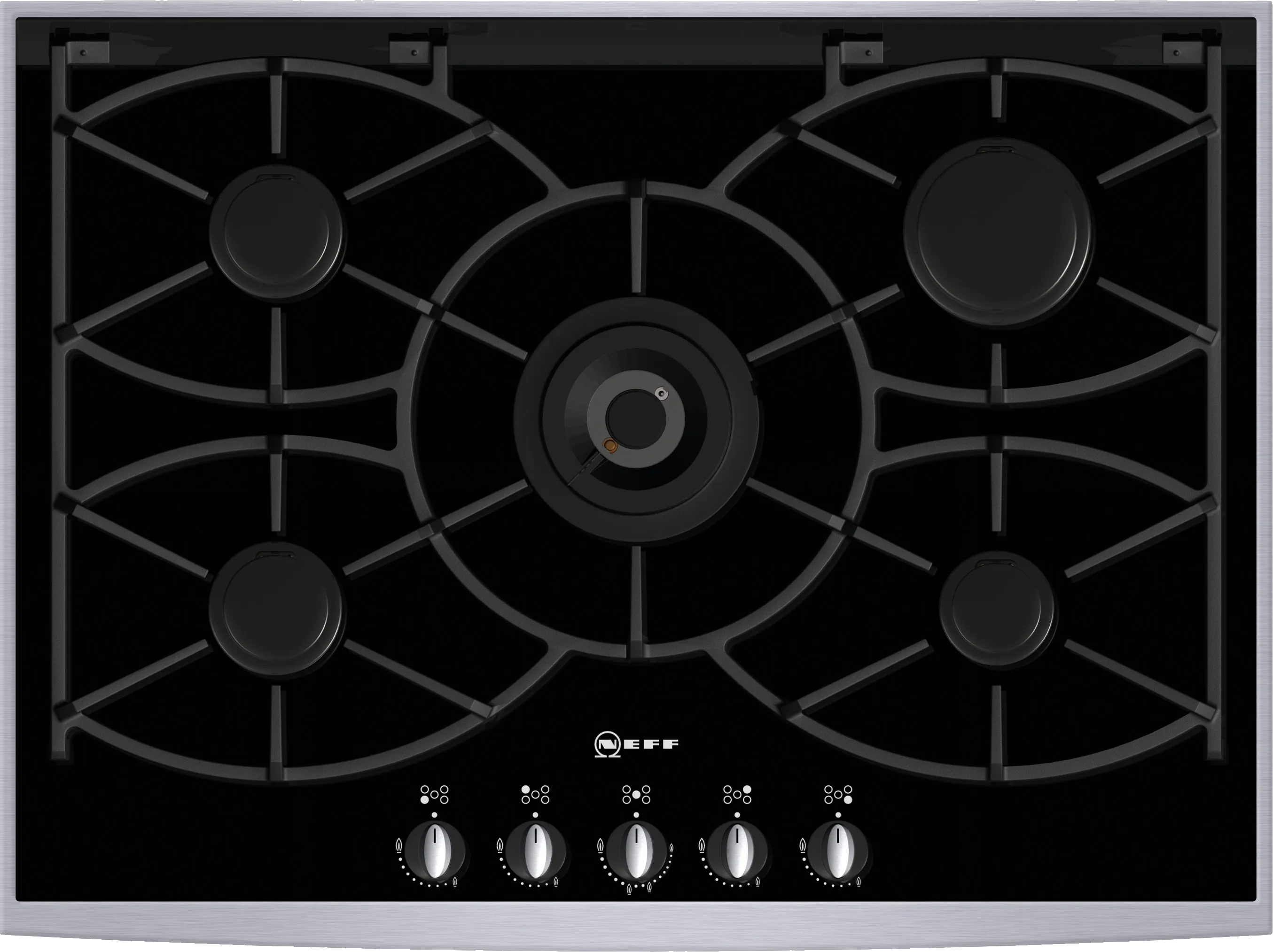 Gas hob 70 cm Glass ceramic, Black