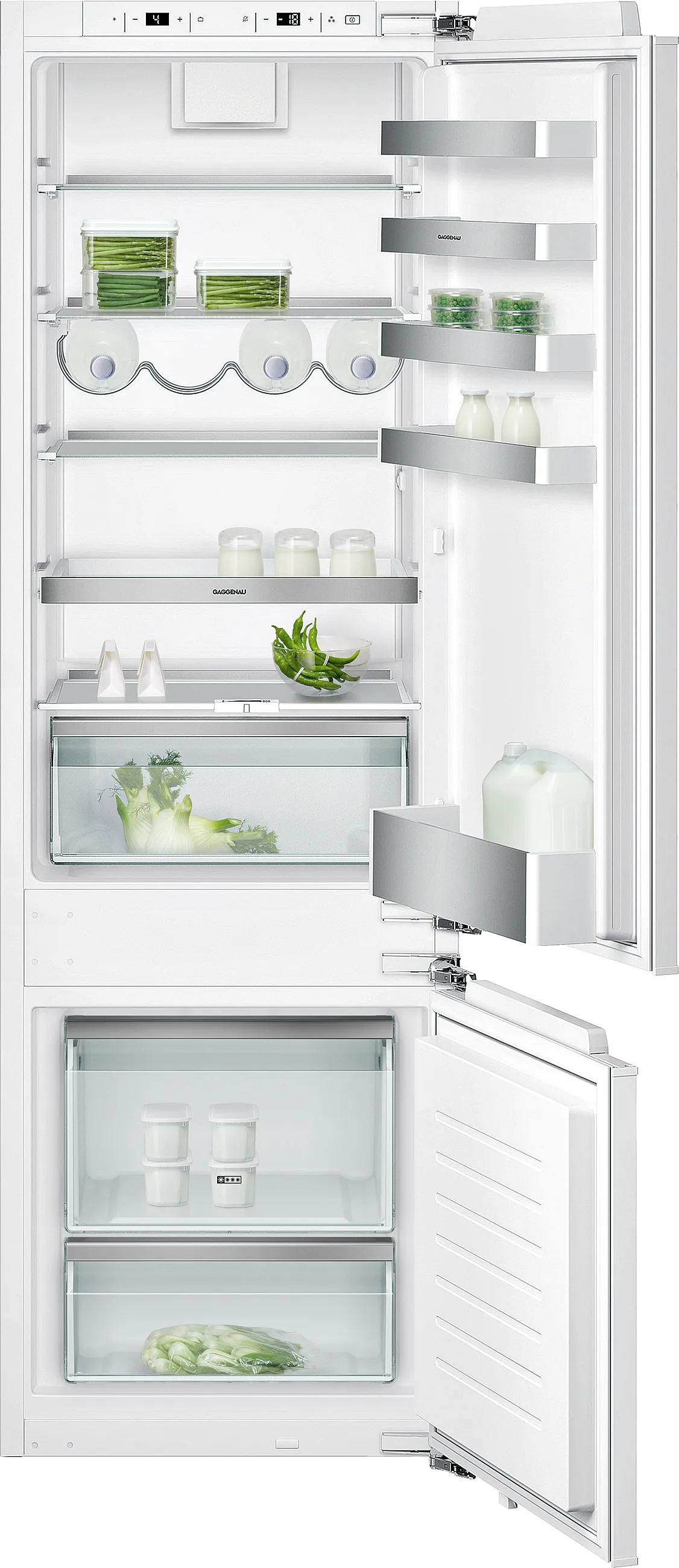 200 series built-in fridge-freezer with freezer at bottom 177.2 x 55.8 cm soft close flat hinge 