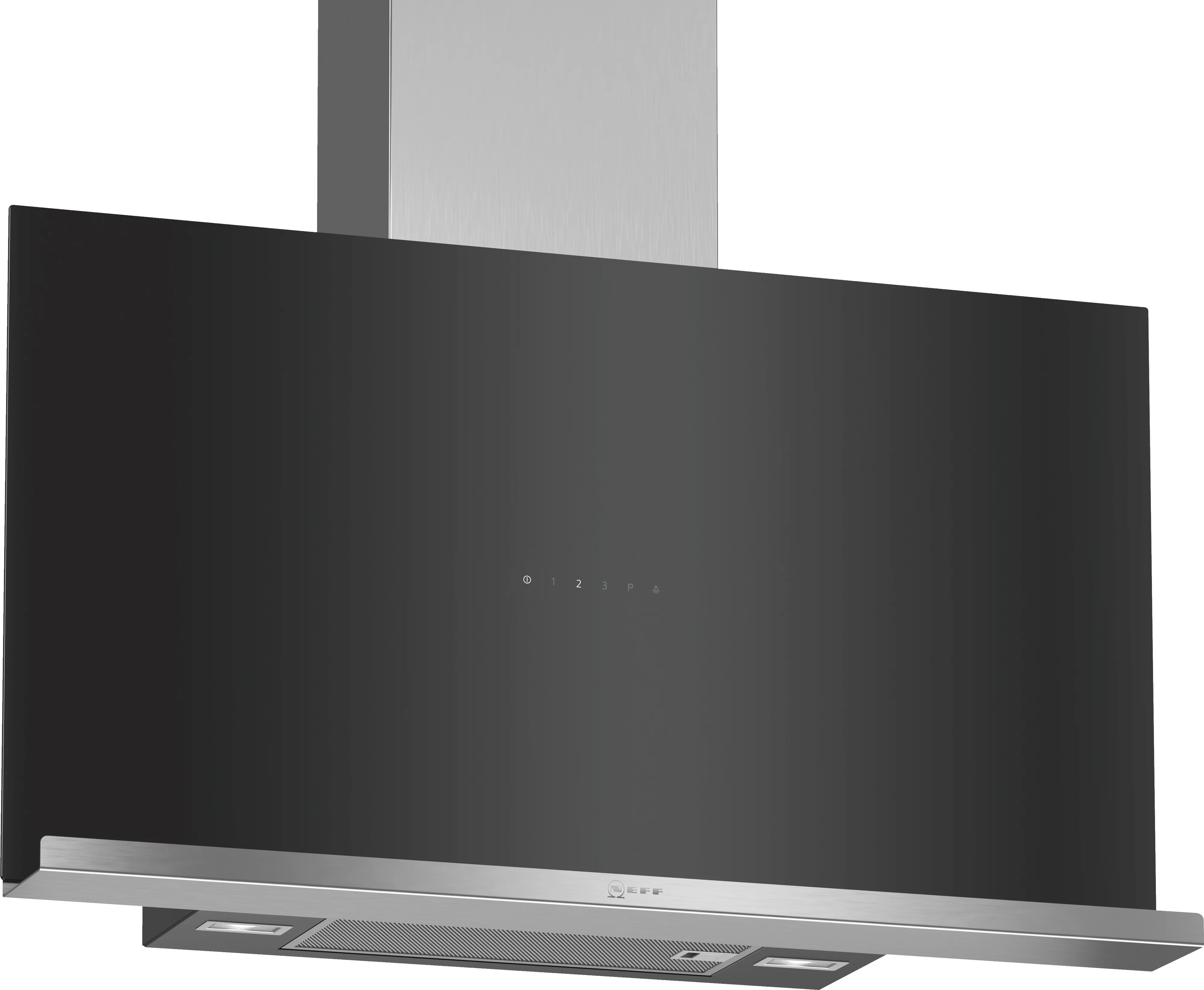 N 70 Wall-mounted canopy rangehood 90 cm clear glass black printed 