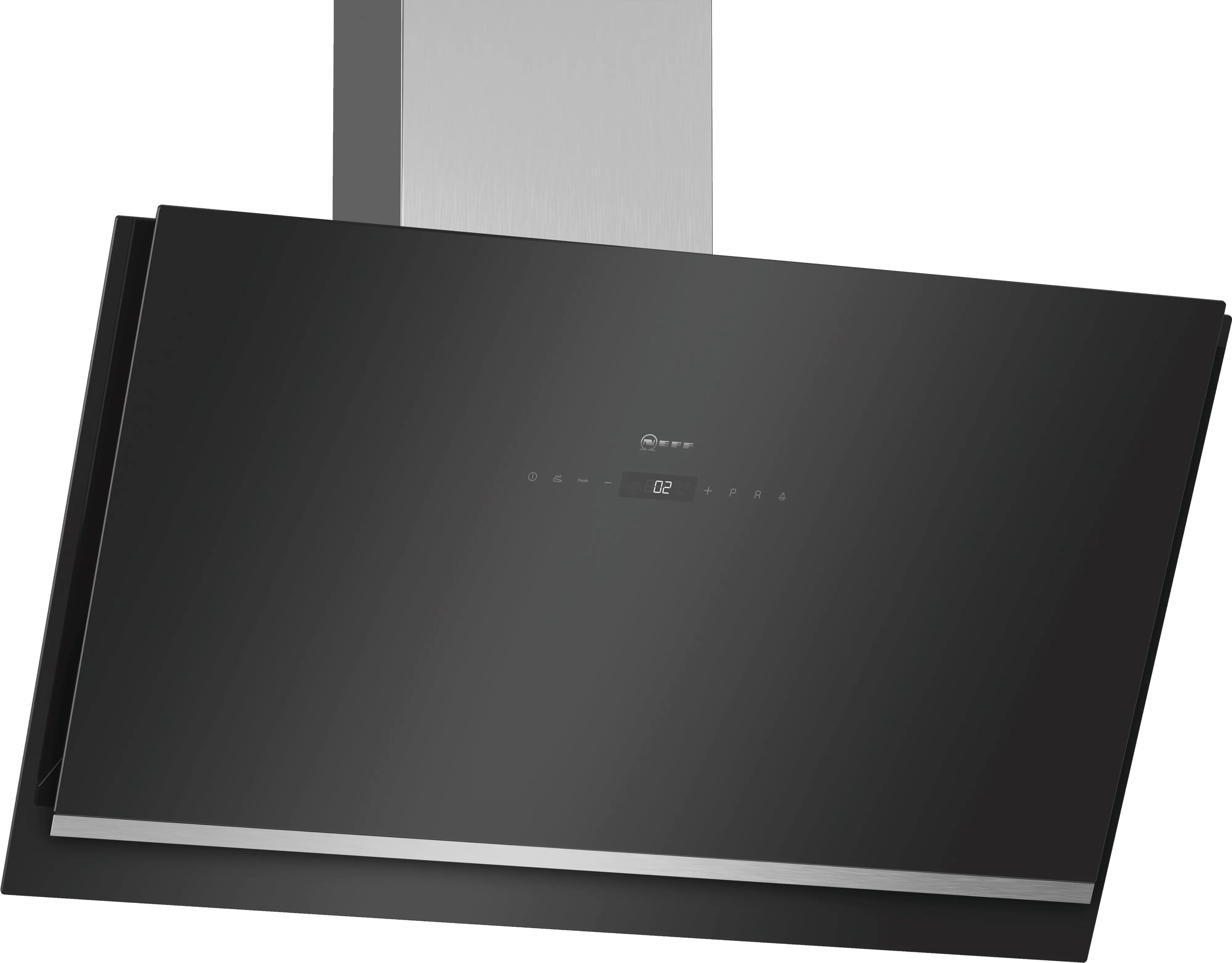 N 90 wall-mounted cooker hood 90 cm clear glass black printed, Black