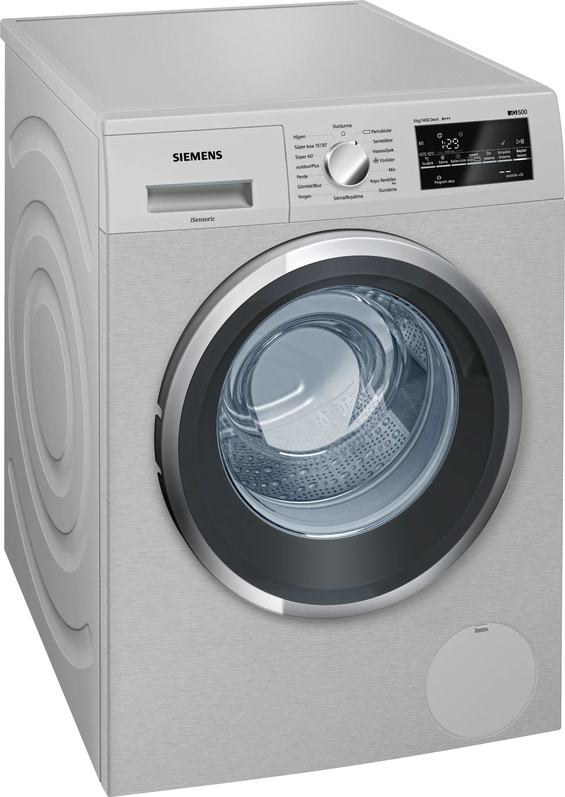 iQ500 Çamaşır Makinesi 9 kg maks. 1400 dev./dak., Kolay temizlenebilir Inox