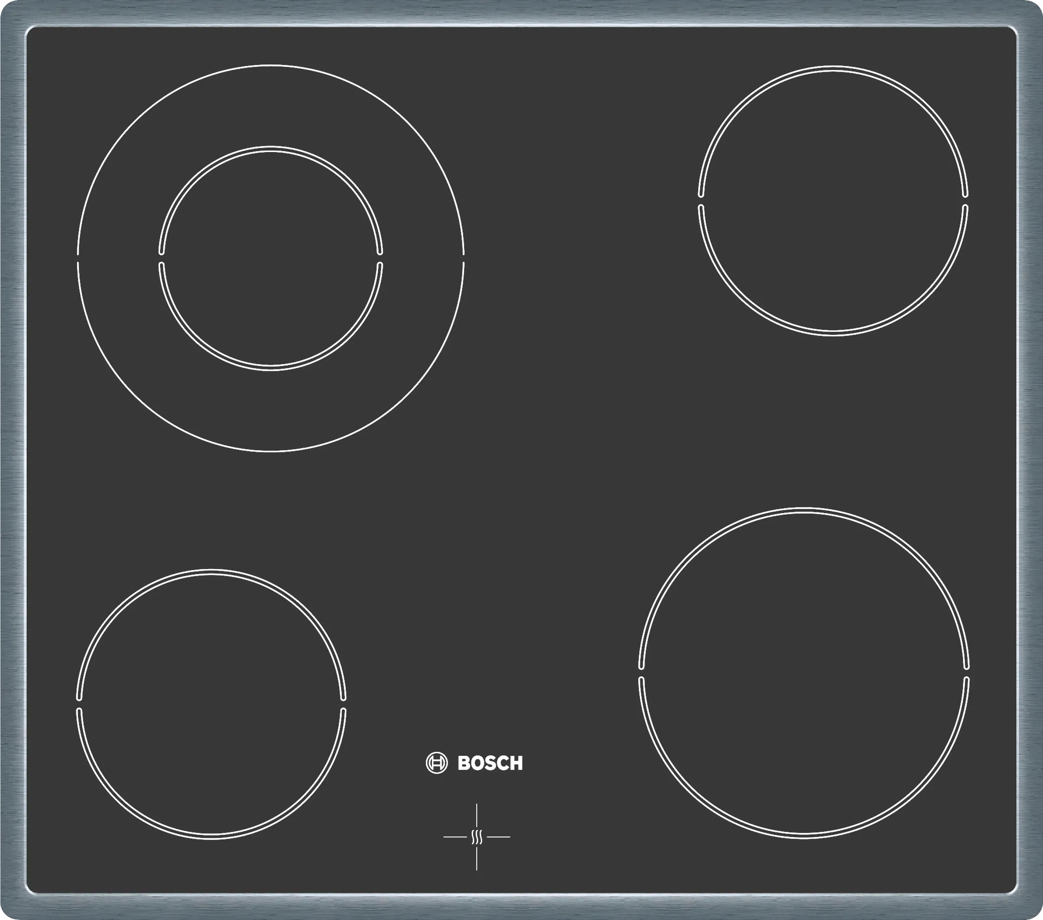  Electric hob 60 cm control panel on the cooker, Black, surface mount with frame