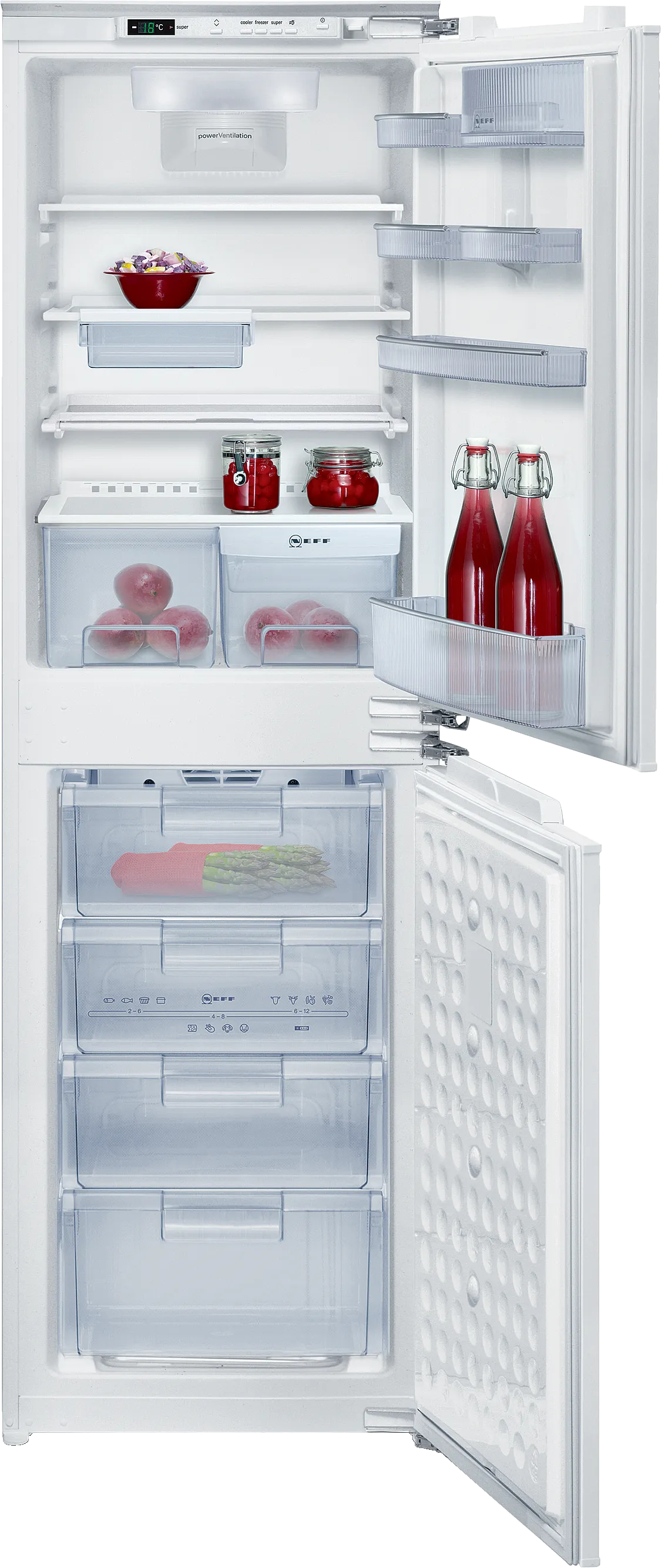 built-in fridge-freezer with freezer at bottom 177.2 x 53.8 cm flat hinge
