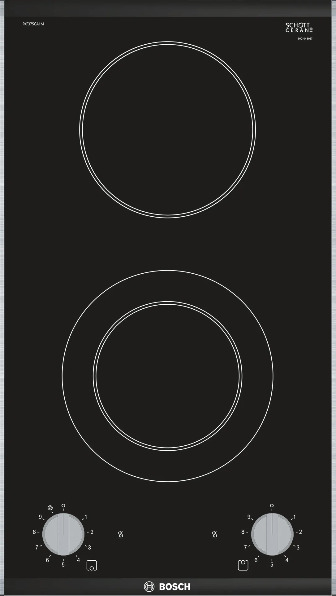 Series 2 Domino Electric hob 30 cm Black, surface mount with frame 