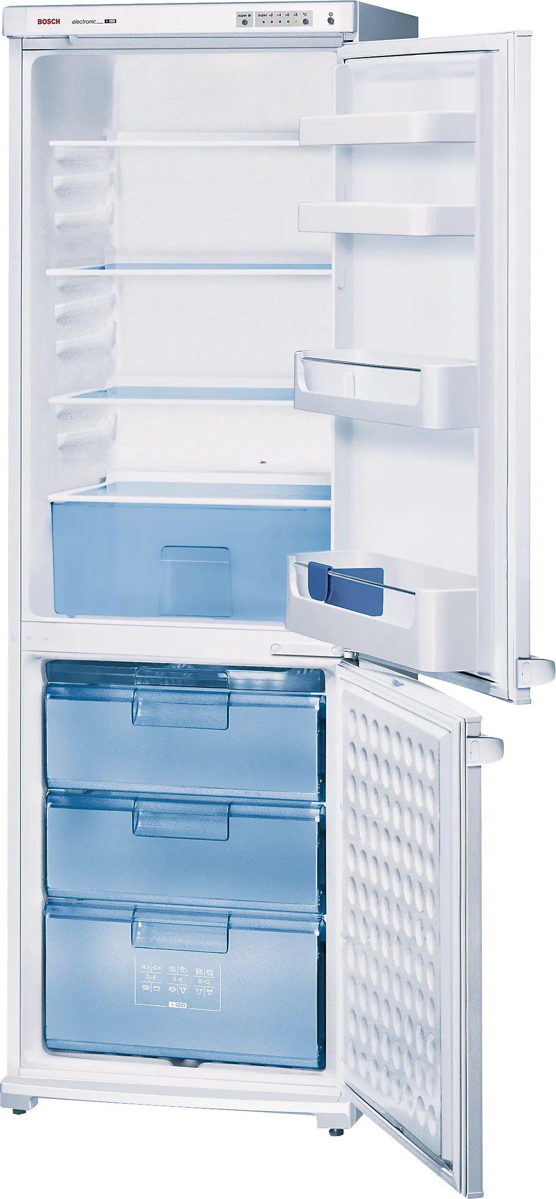 free-standing fridge-freezer with freezer at bottom 185 x 60 cm White