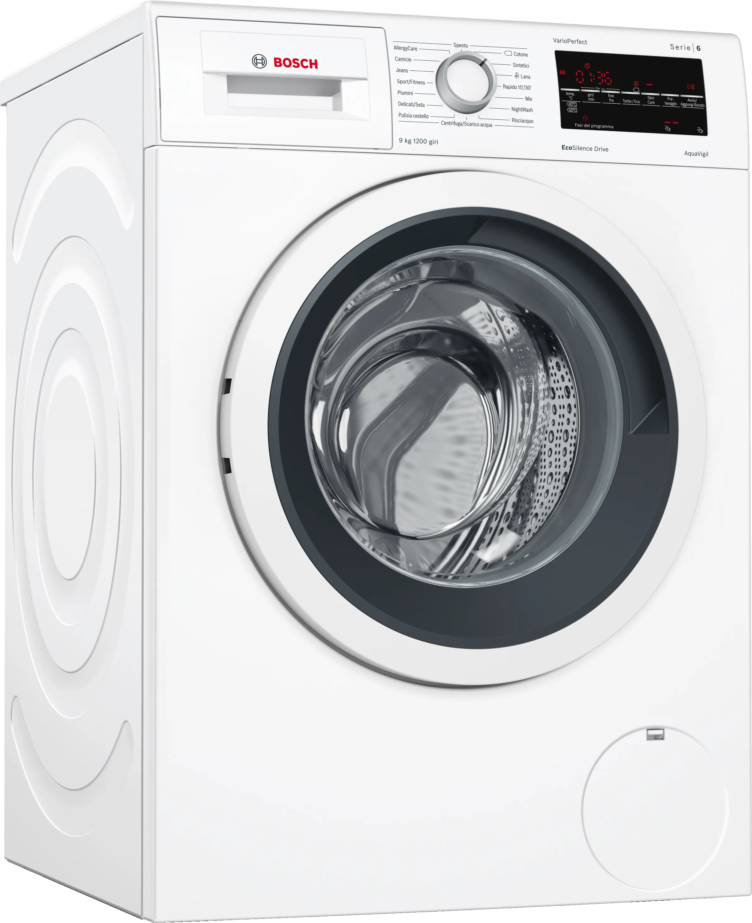 Series 6 washing machine, frontloader fullsize 9 kg 1200 rpm, White