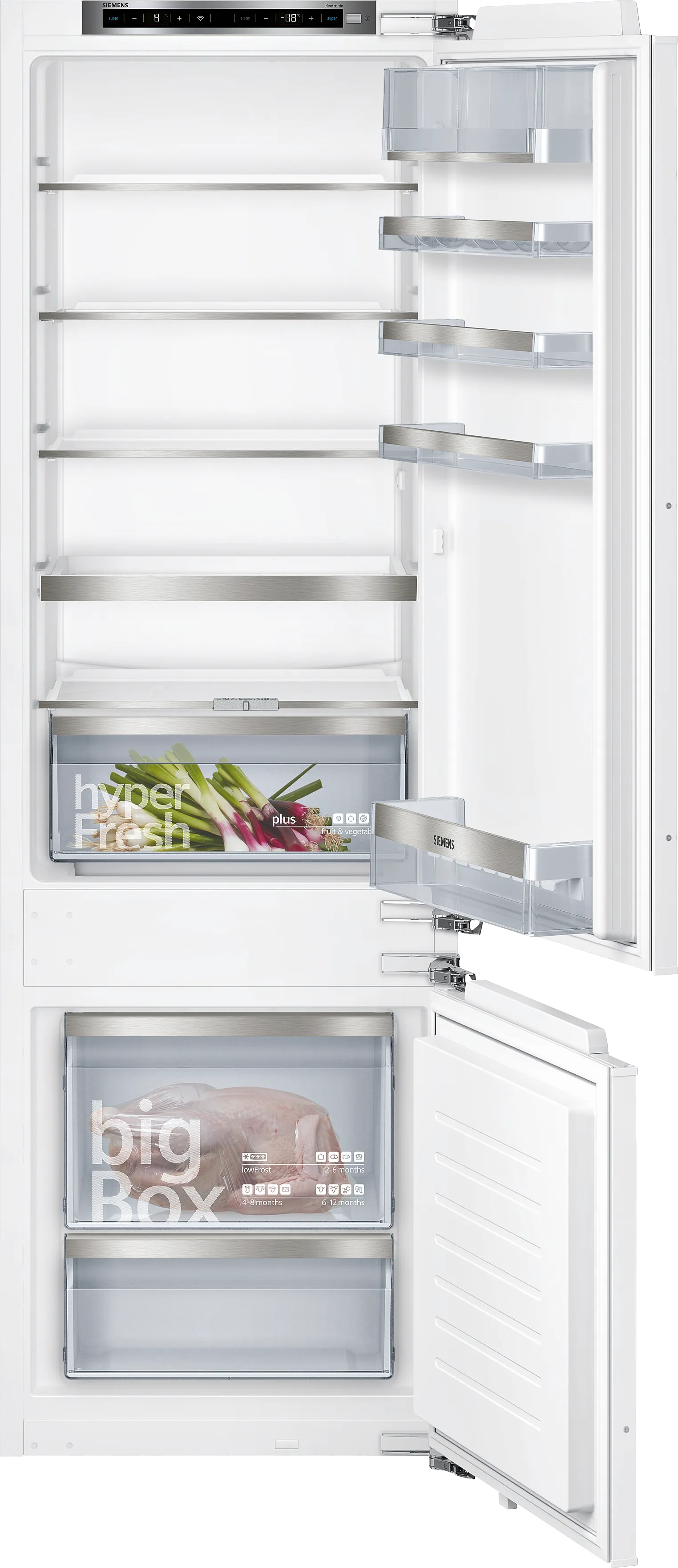 IQ500 built-in fridge-freezer with freezer at bottom 177.2 x 55.8 cm flat hinge 