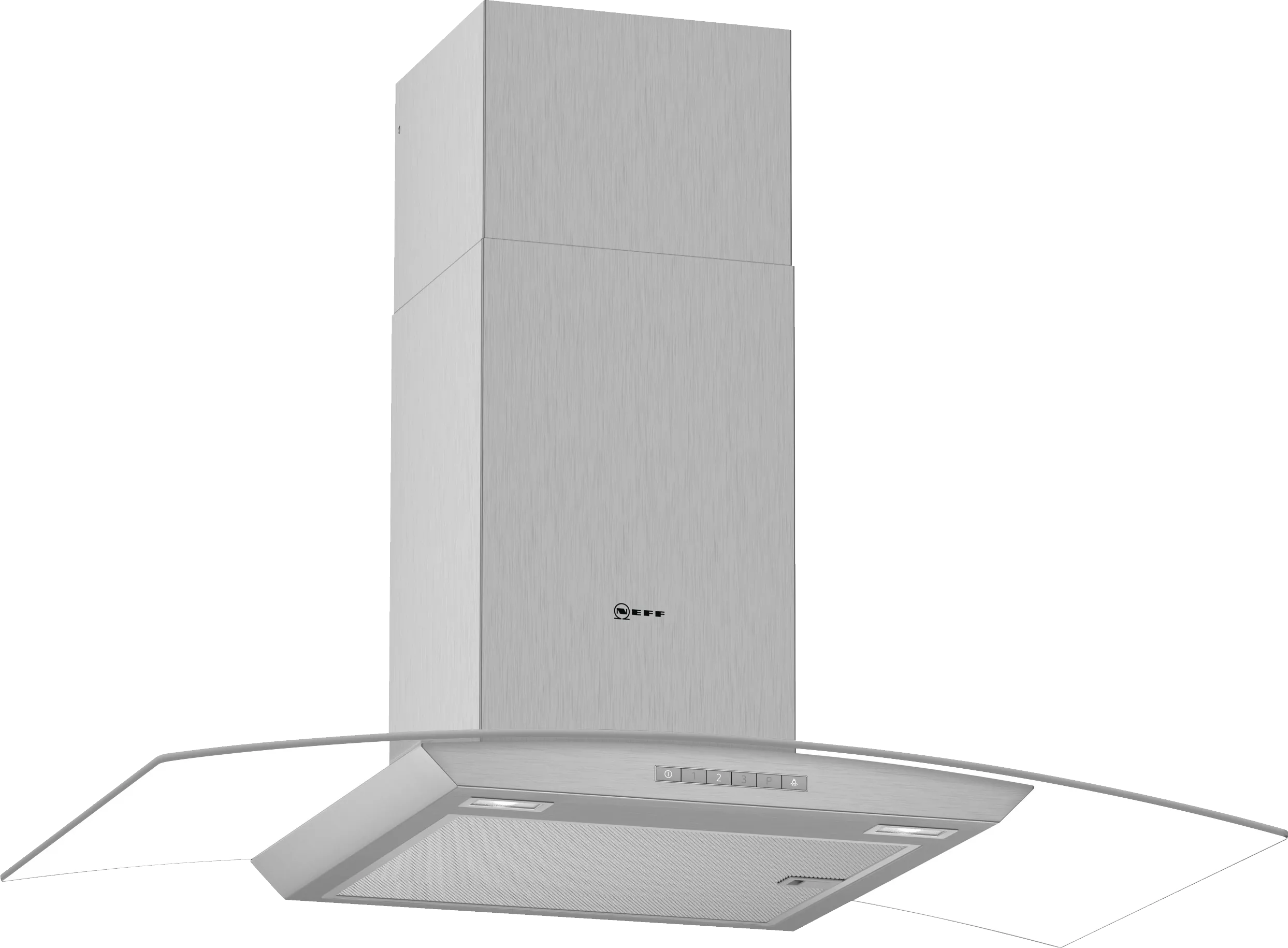 N 50 wall-mounted cooker hood 90 cm clear glass, Stainless steel