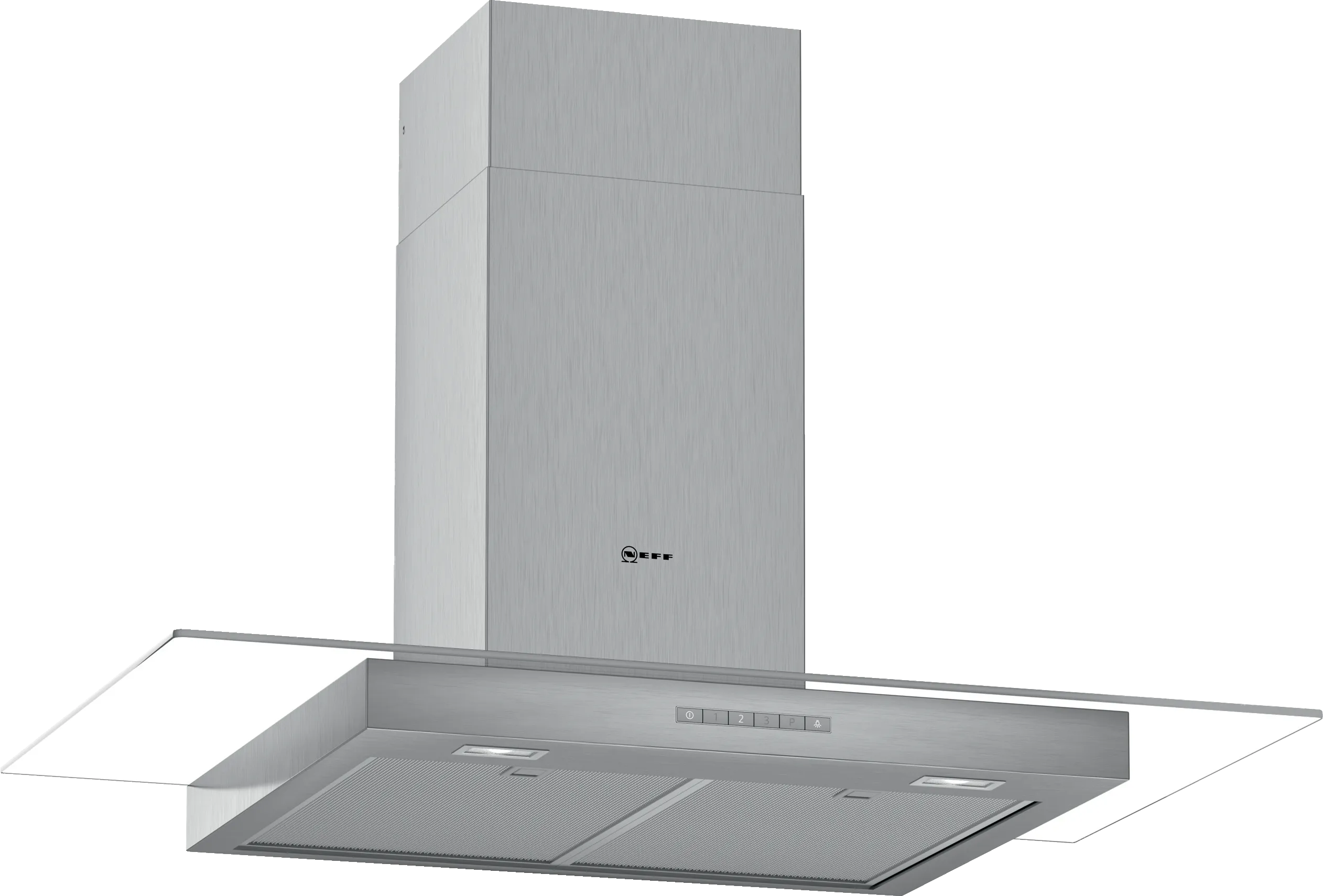 N 50 wall-mounted cooker hood 90 cm clear glass, Stainless steel