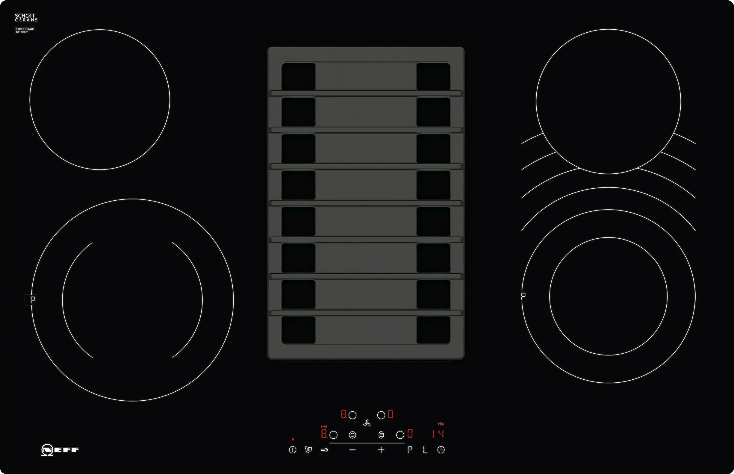 N 70 Electric hob with integrated ventilation system 80 cm flush mount