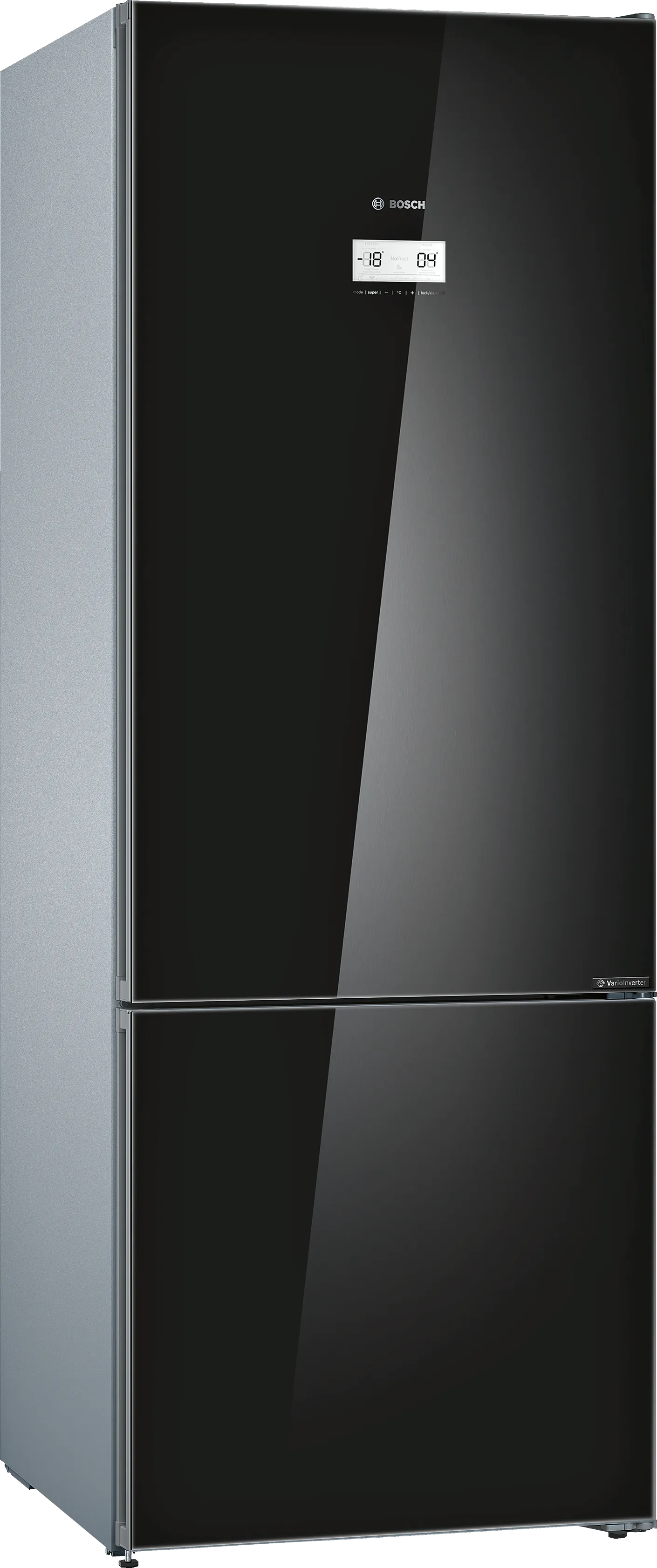 Series 6 Free-standing fridge-freezer with freezer at bottom, glass door 193 x 70 cm Black 