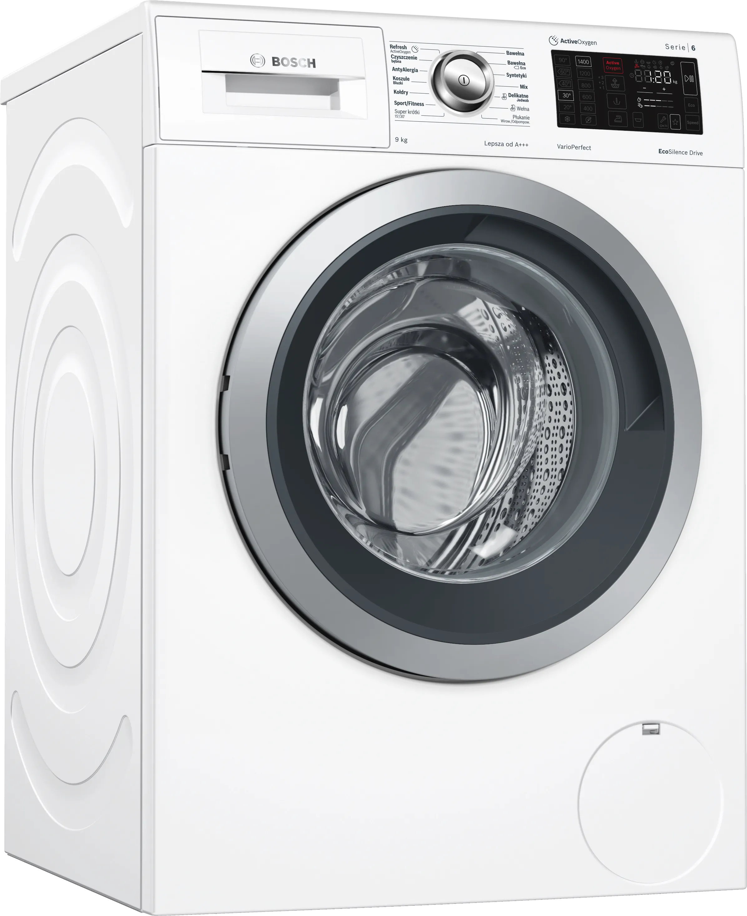 Series 6 washing machine, frontloader fullsize 9 kg 1400 rpm, White