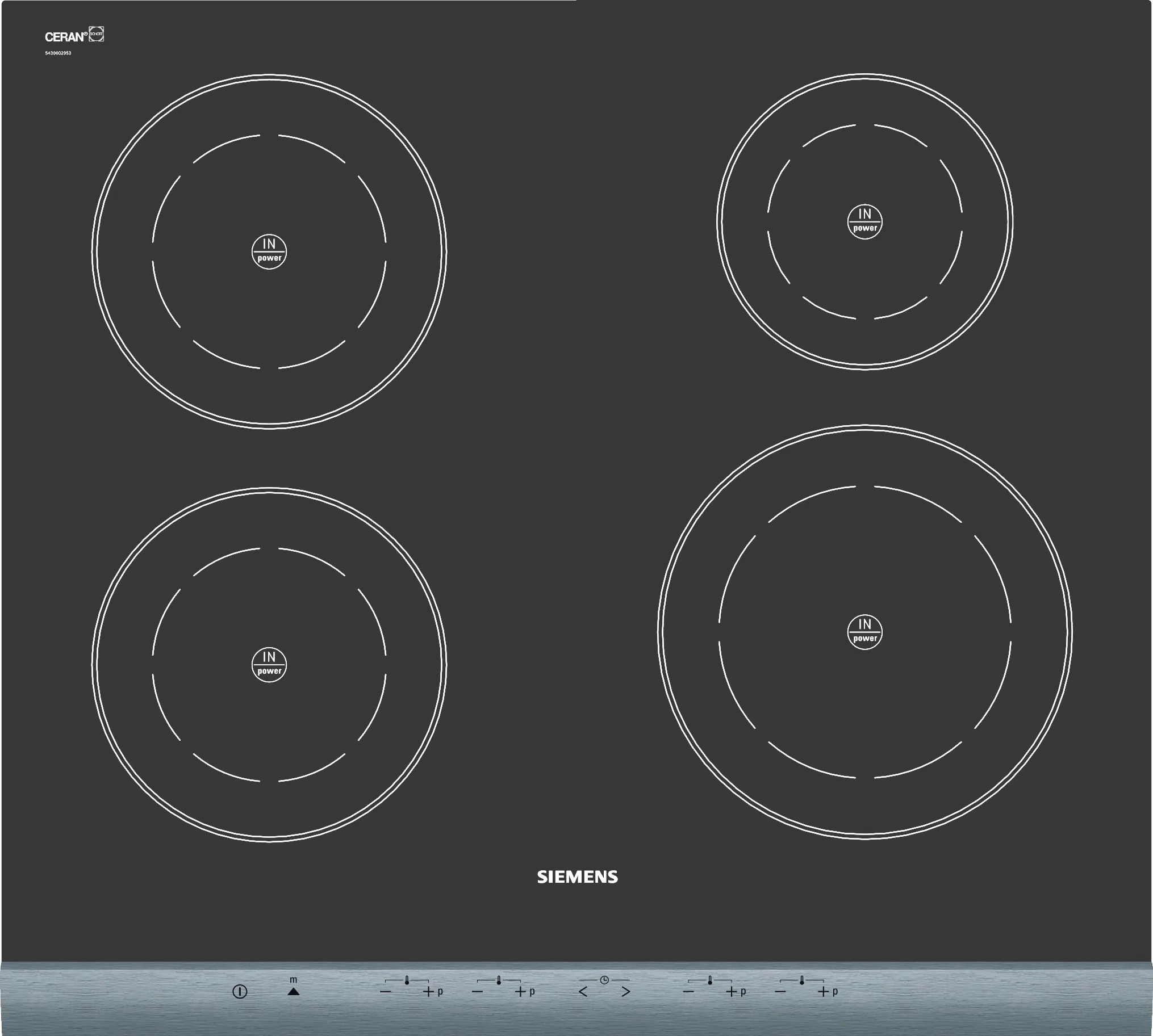  Induction hob 60 cm surface mount without frame
