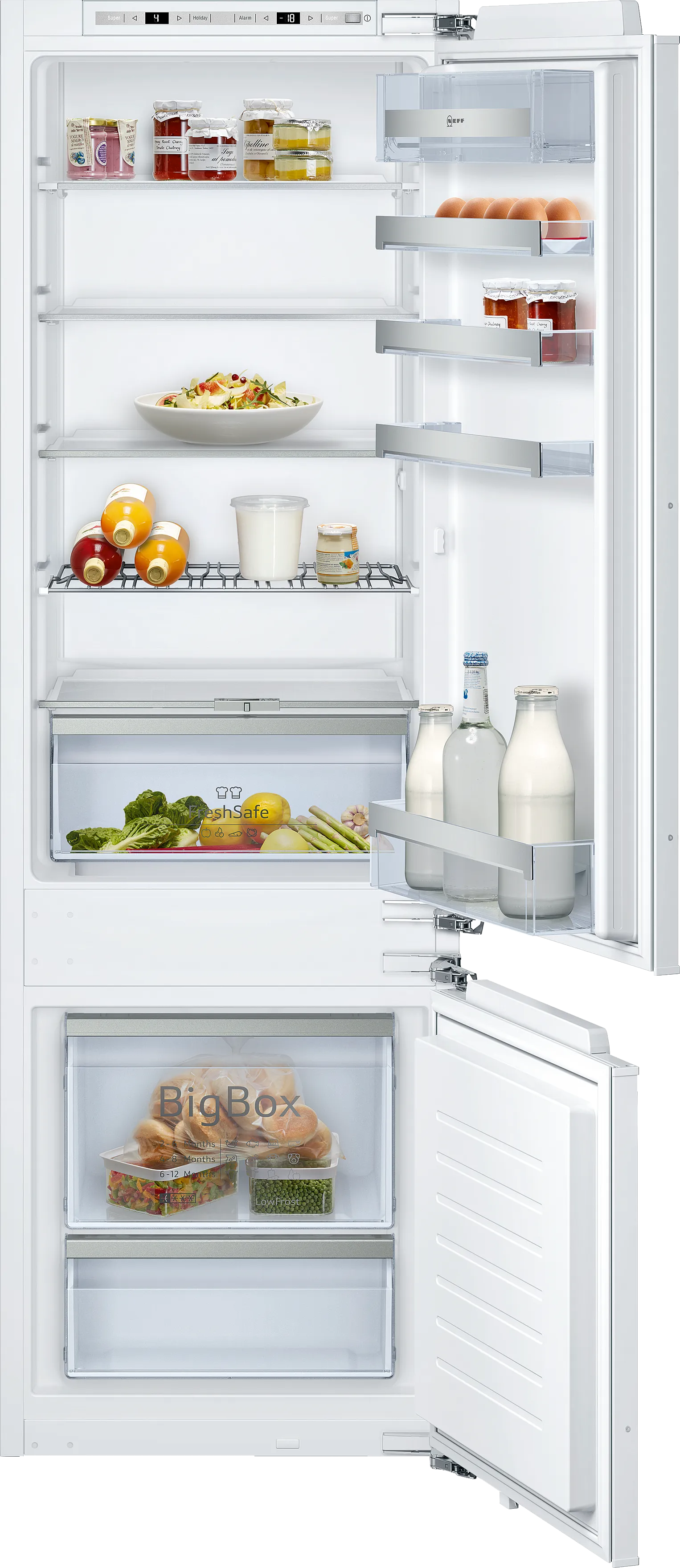 N 70 built-in fridge-freezer with freezer at bottom 177.2 x 55.8 cm soft close flat hinge