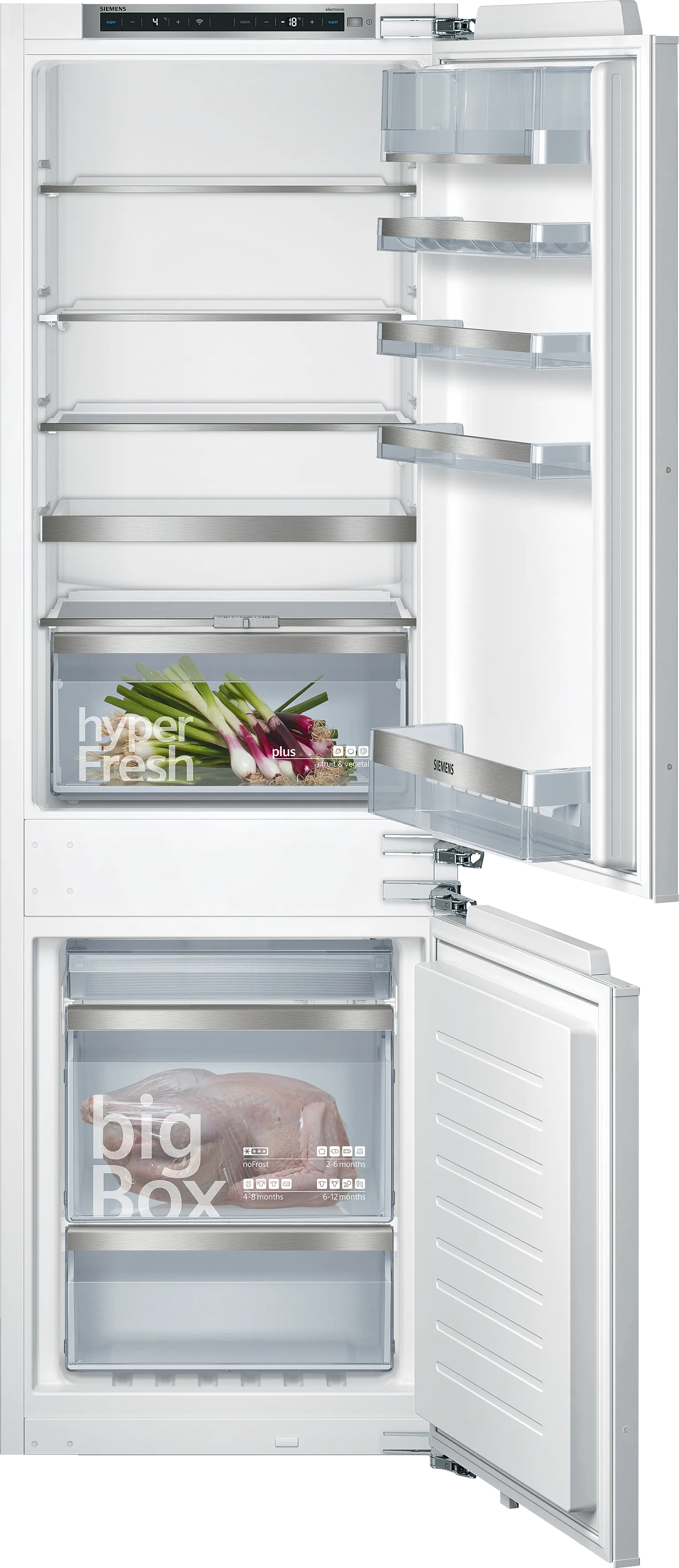 iQ500 built-in fridge-freezer with freezer at bottom 177.2 x 55.8 cm flat hinge 