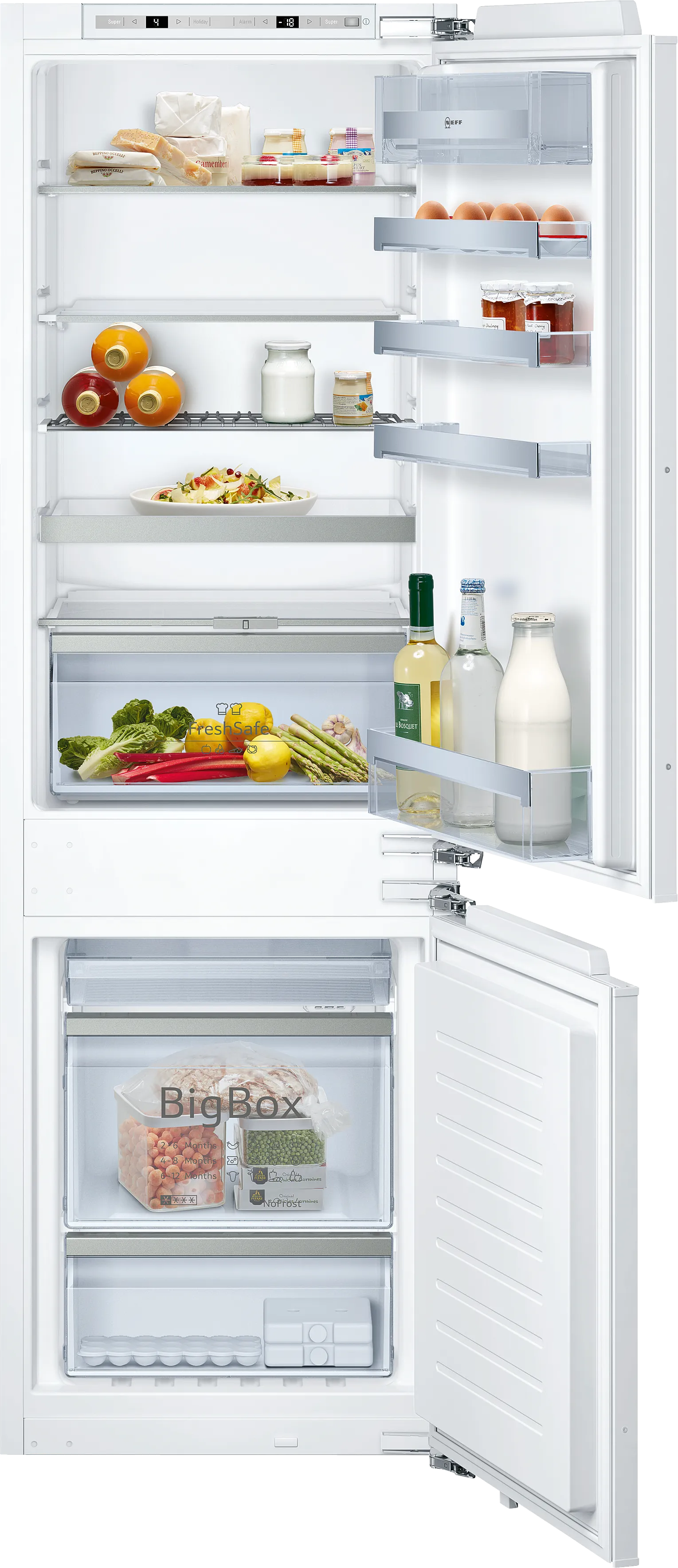 N 70 built-in fridge-freezer with freezer at bottom 177.2 x 55.8 cm soft close flat hinge