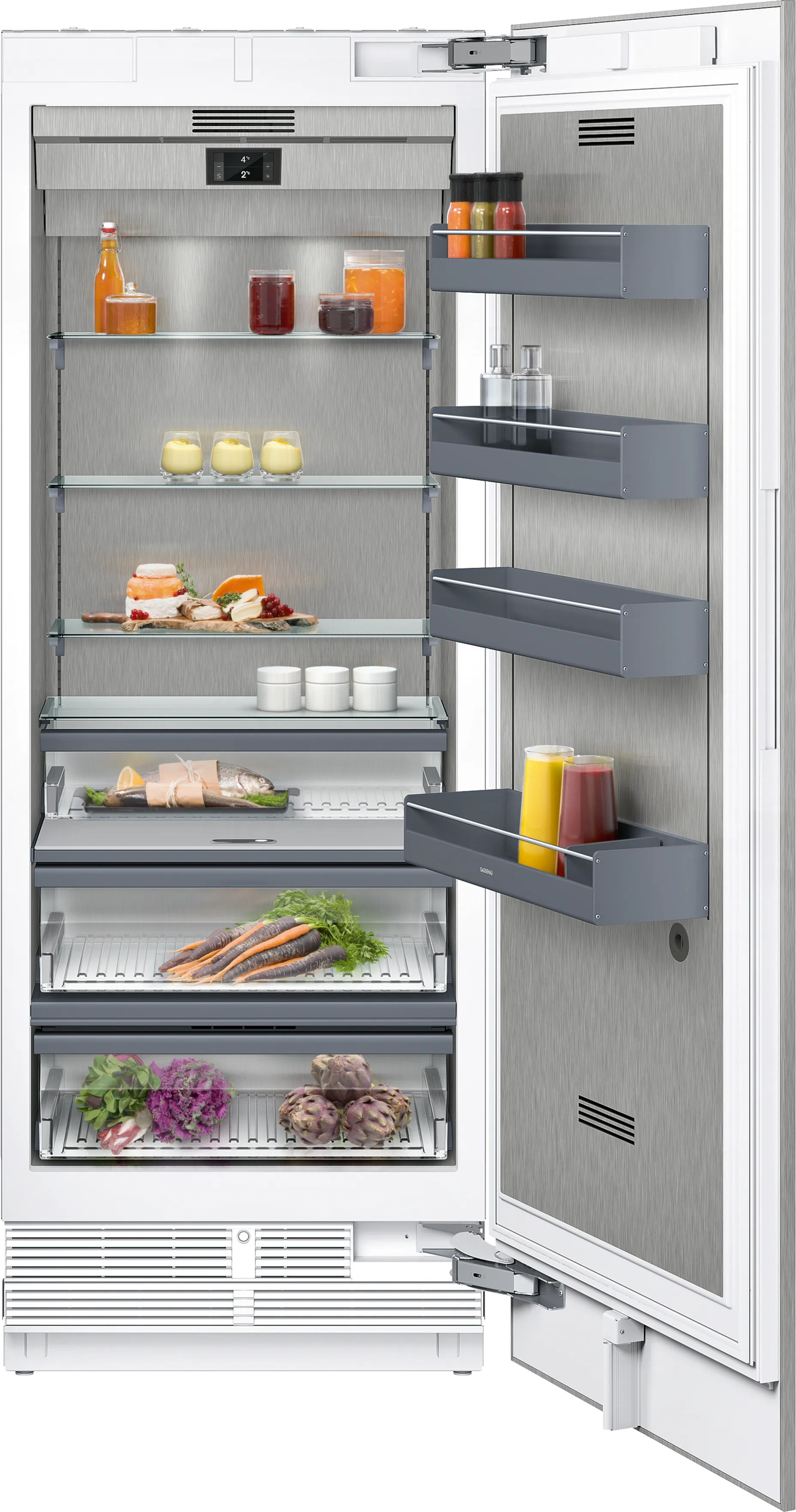 400 series Vario built-in fridge with freezer section 212.5 x 75.6 cm soft close flat hinge 